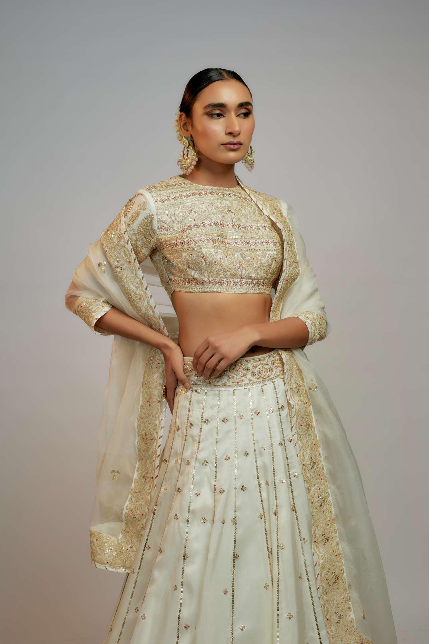 White Golconda Naima lehenga set- front view