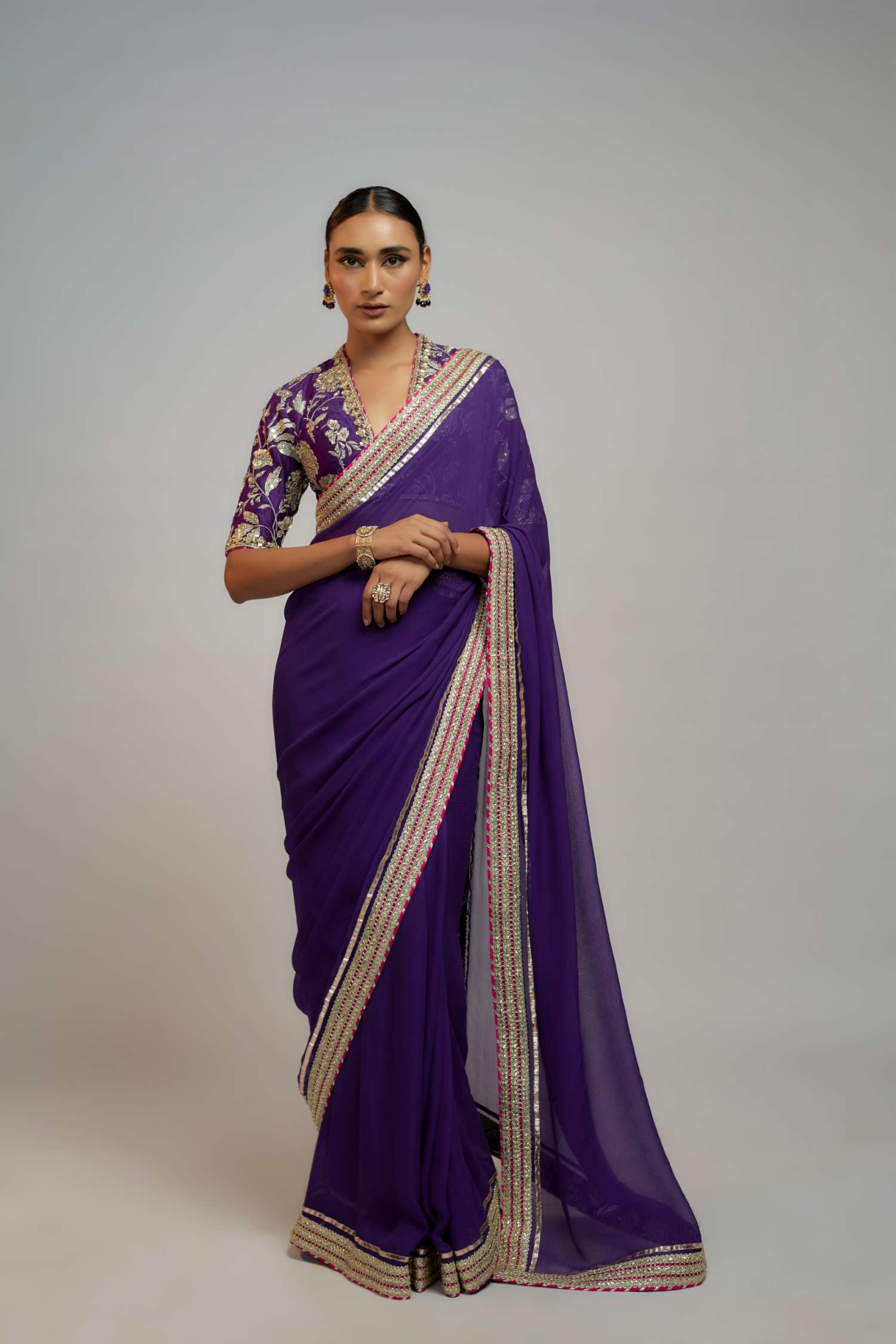 Golconda Myra Saree Set- front view