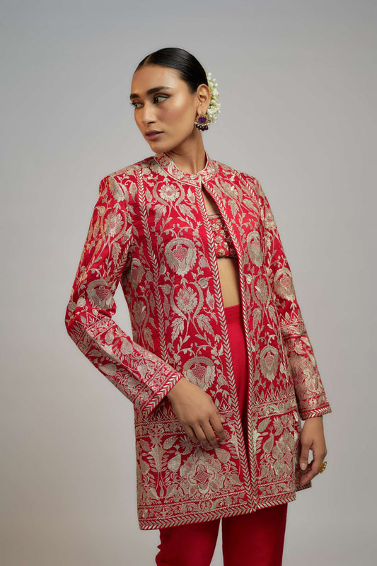 Red Golkonda Nahida Blazer- front view