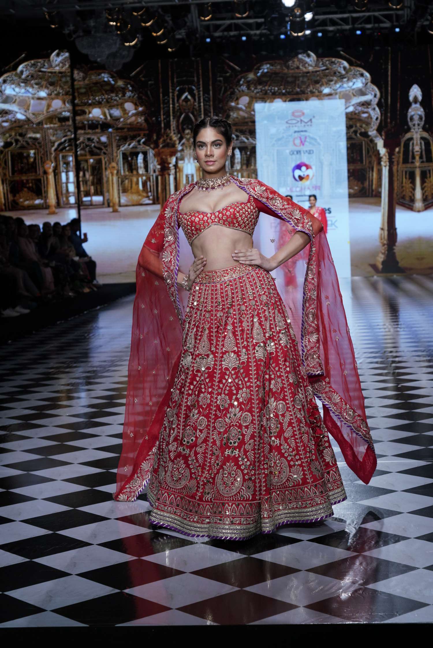 Red Golconda Jasmin lehenga Set- front view