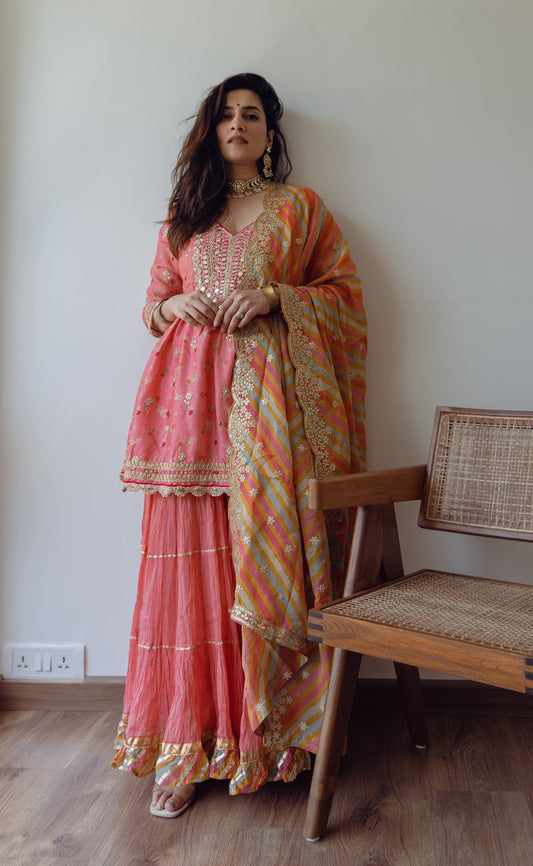 Basant Urmi Daga In Rashida Peplum Sharara Set