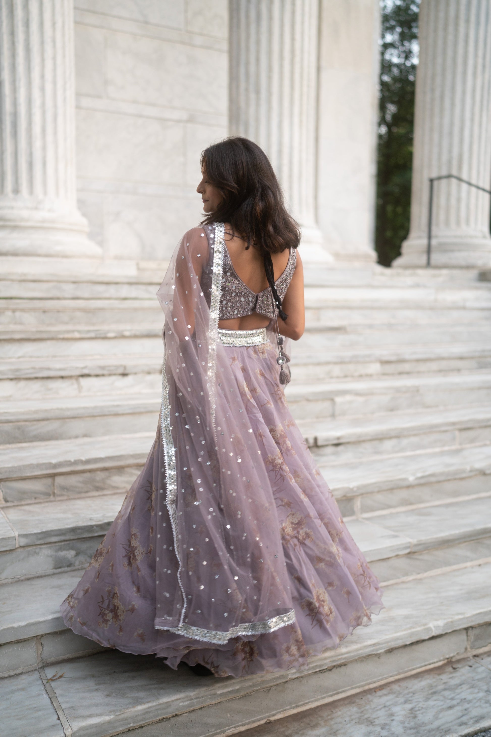 Hetal Patel in Floral Lehenga Set- back view