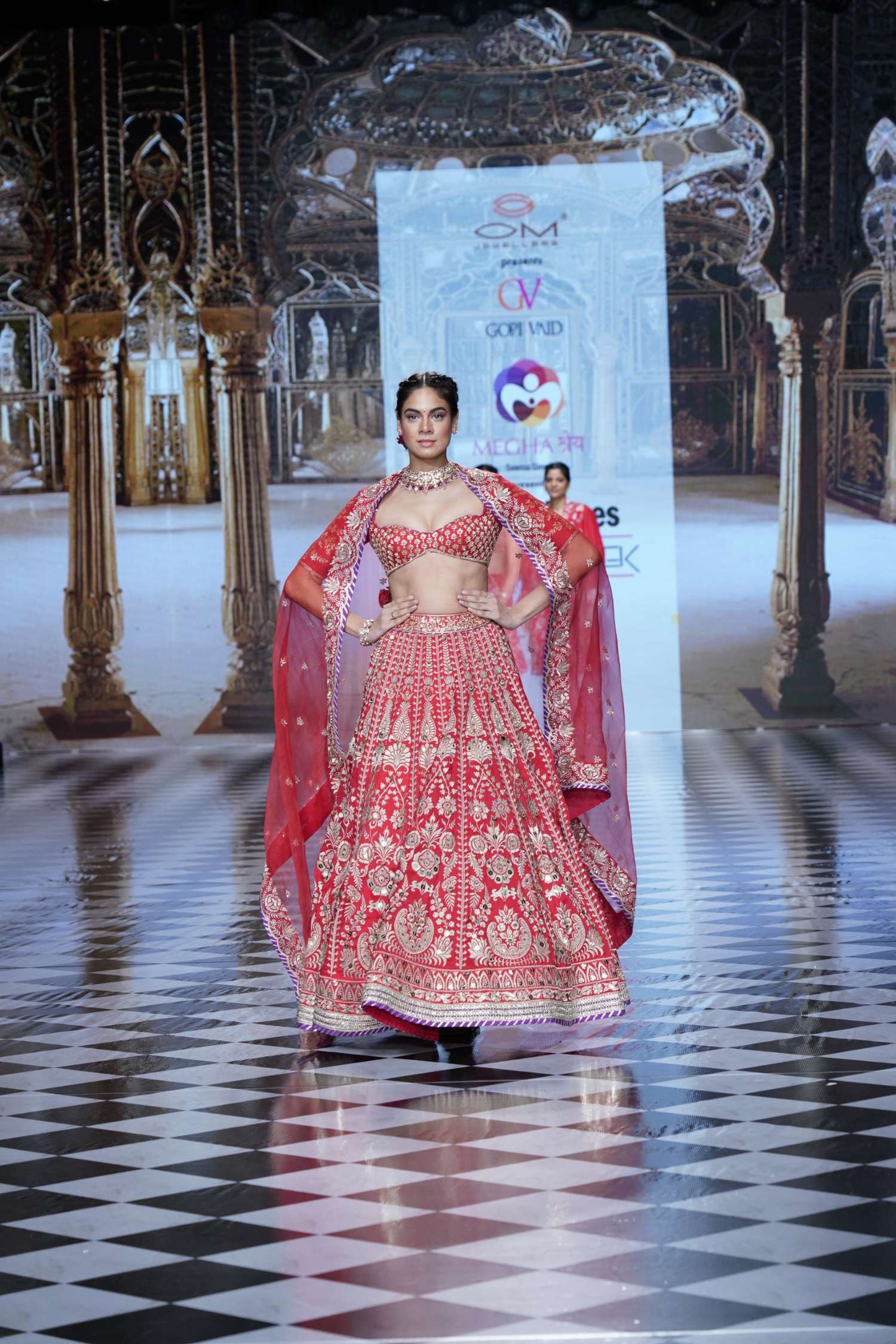 Red Golconda Jasmin lehenga Set- front view