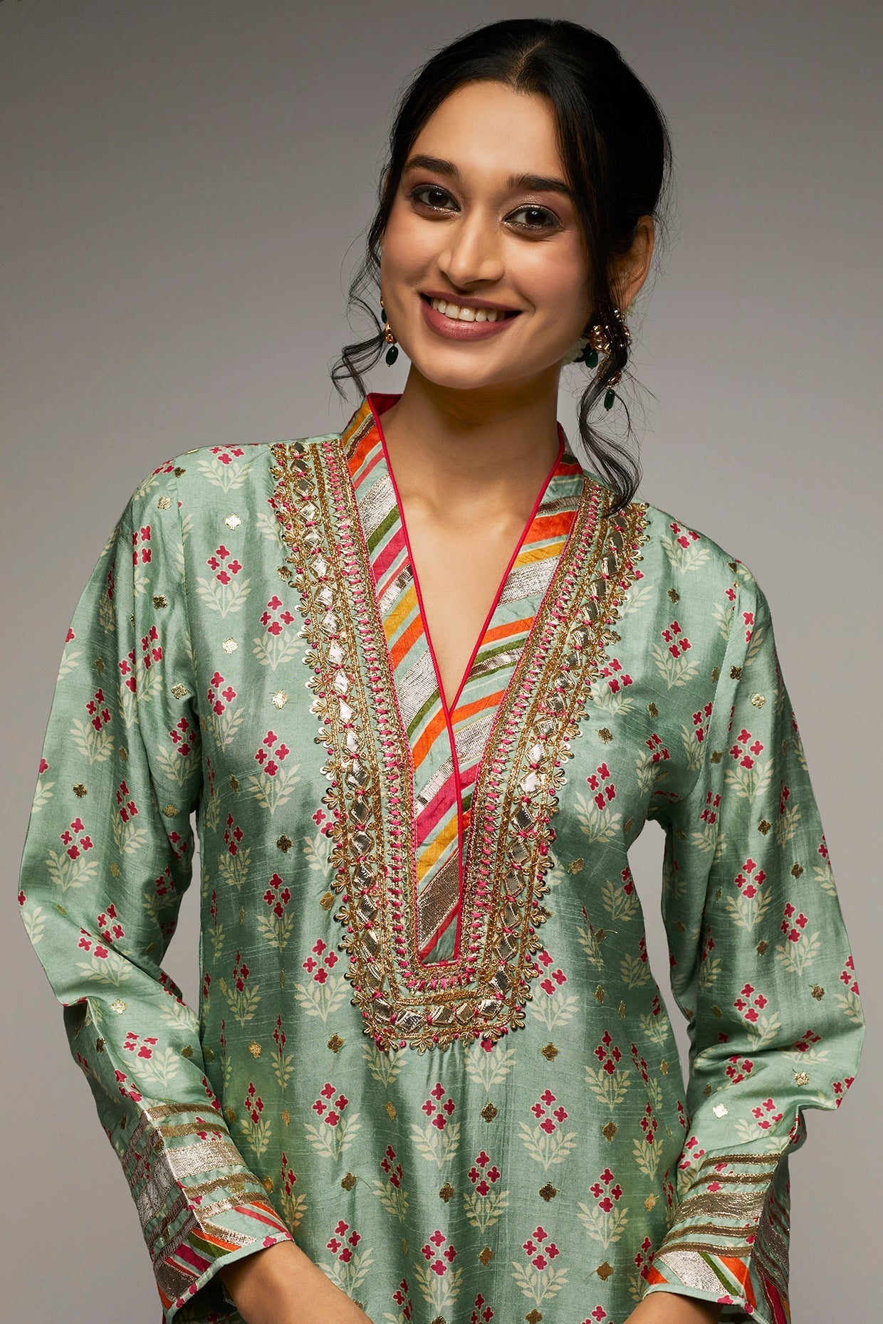 Mint Tilla Long Sleeved Tunic Set | Gopi Vaid