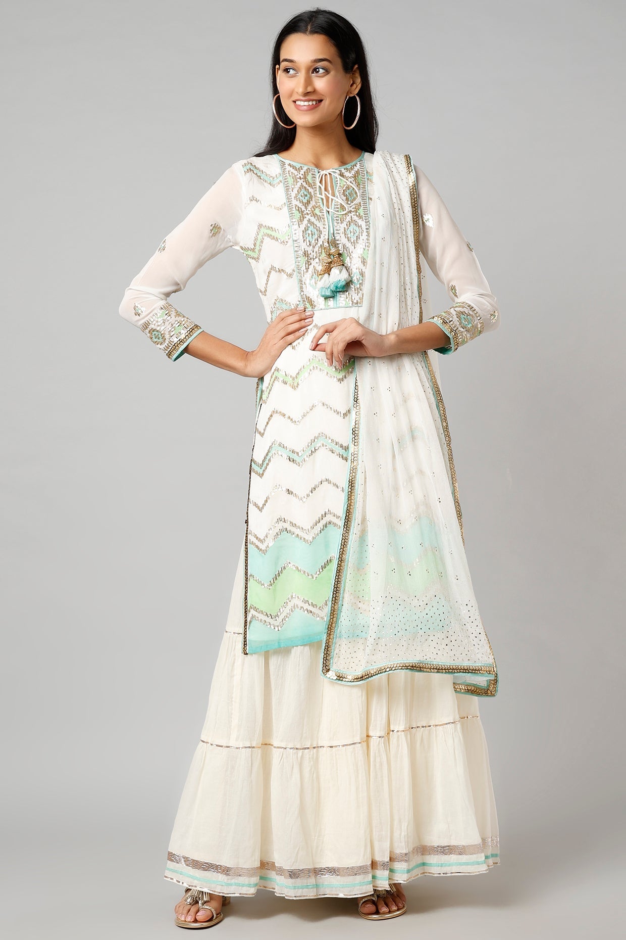 Nisrin Zig-Zag Kurta With Sharara