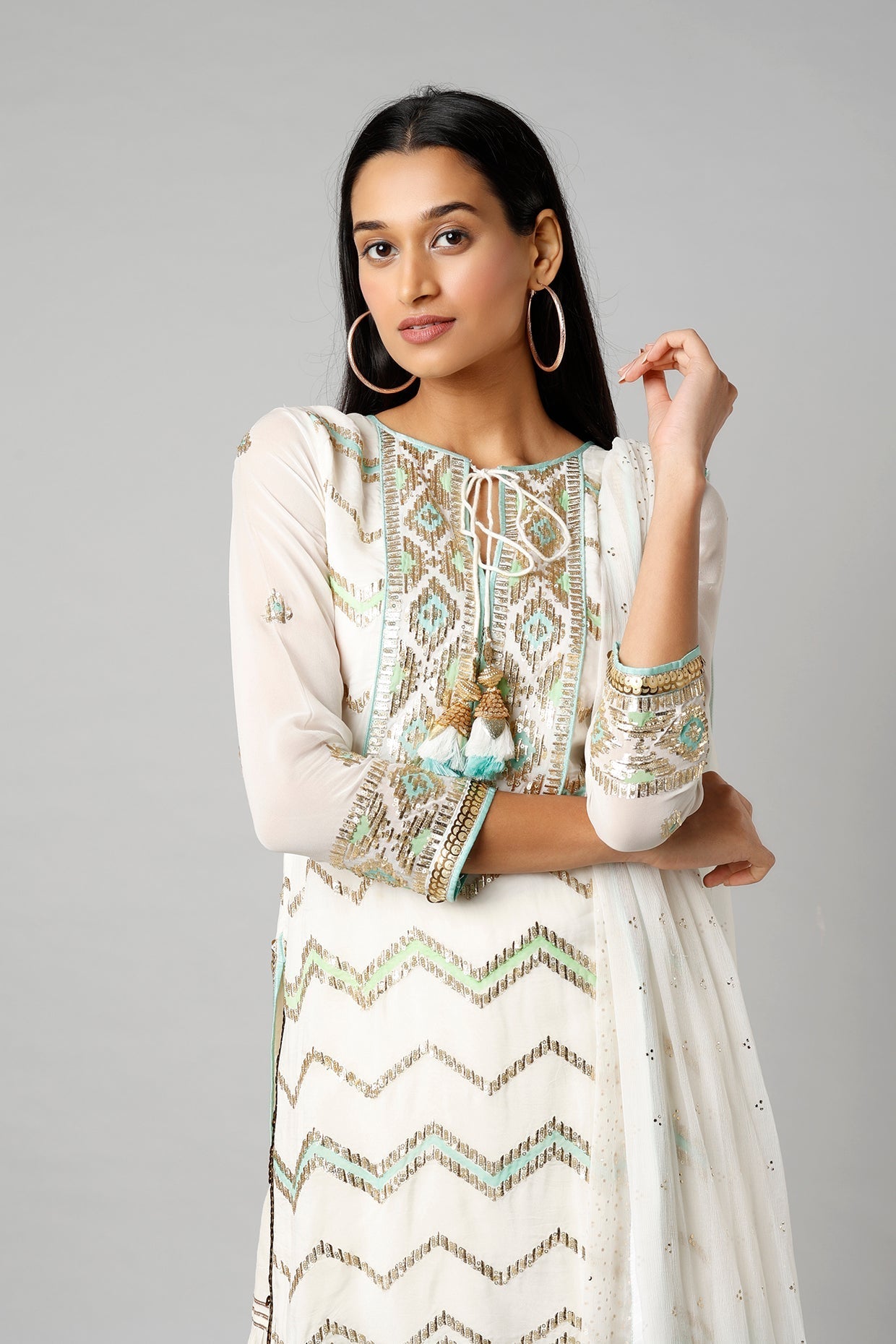 Nisrin Zig-Zag Kurta With Sharara