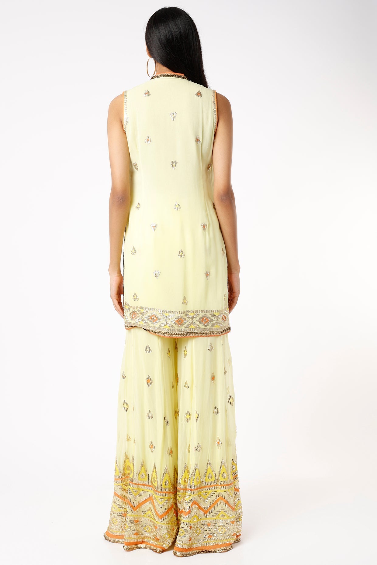 Farah Sleeveless Sharara Set- back view