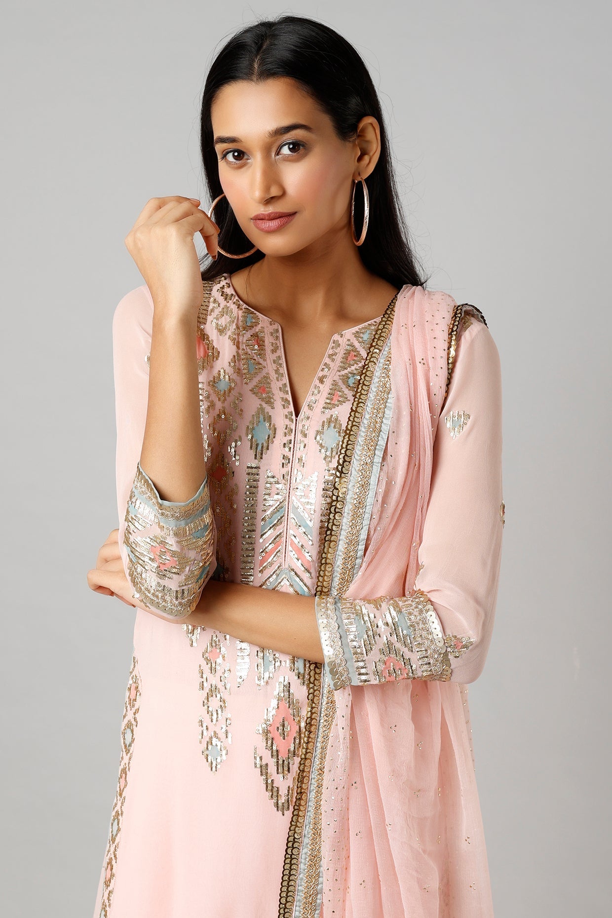 Rabia long kurta with plain sharara