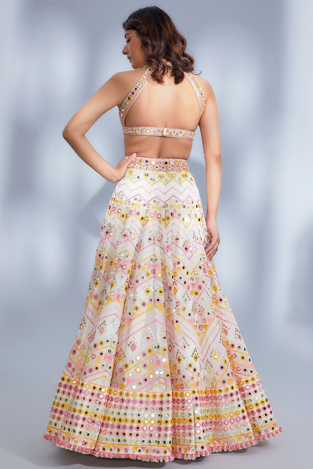 Adara Ivory Lehenga Set/ back view