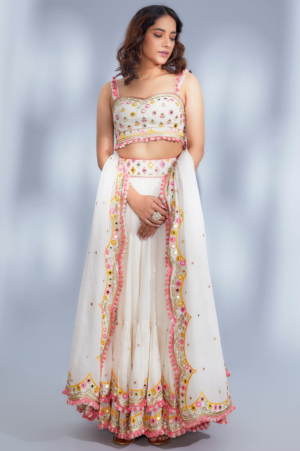 Women's Designer Ivory Vedika Lehenga Set