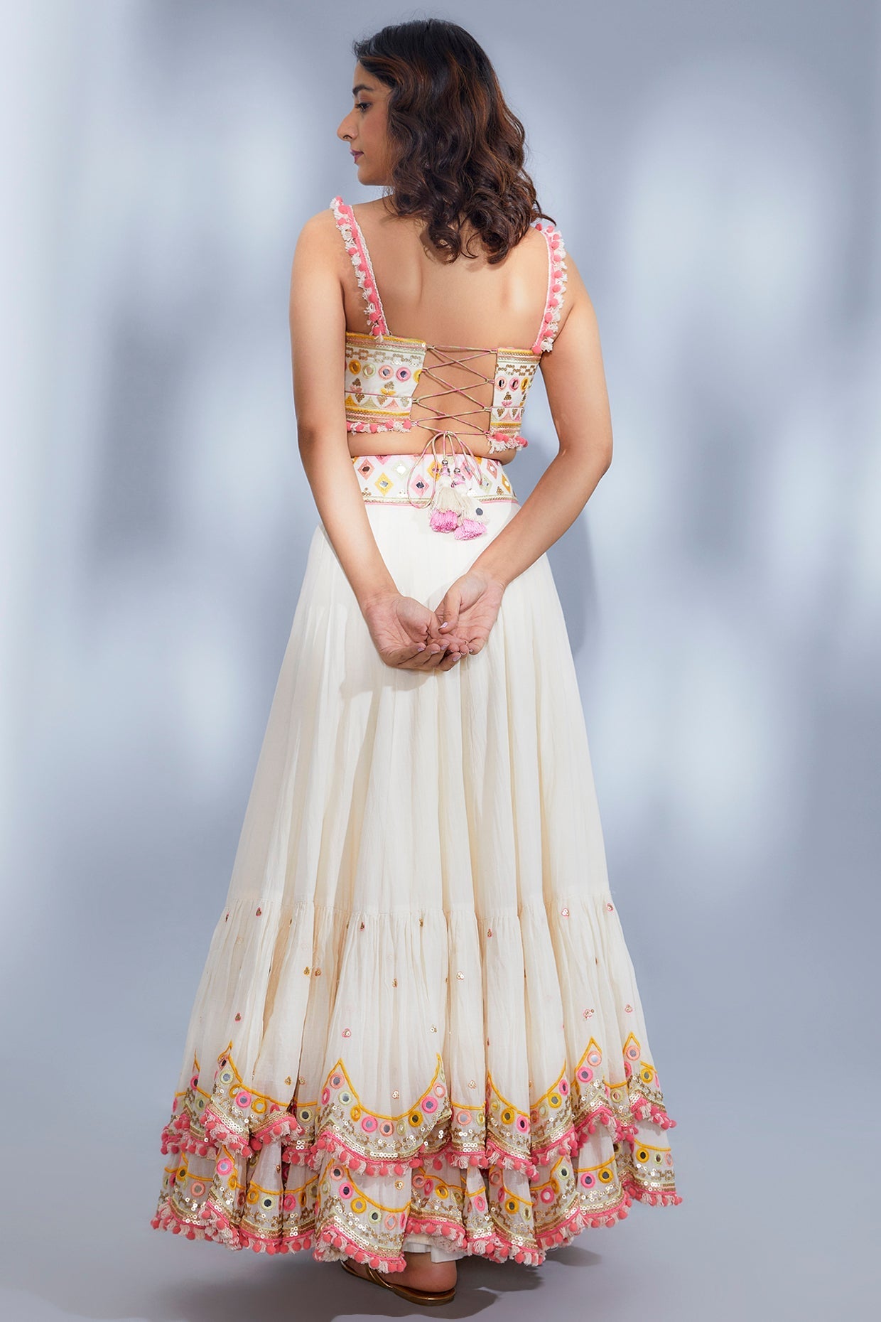 Women's Designer Ivory Vedika Lehenga Set