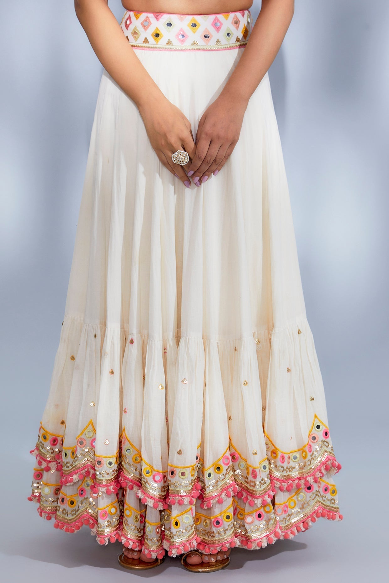 Women's Designer Ivory Vedika Lehenga Set