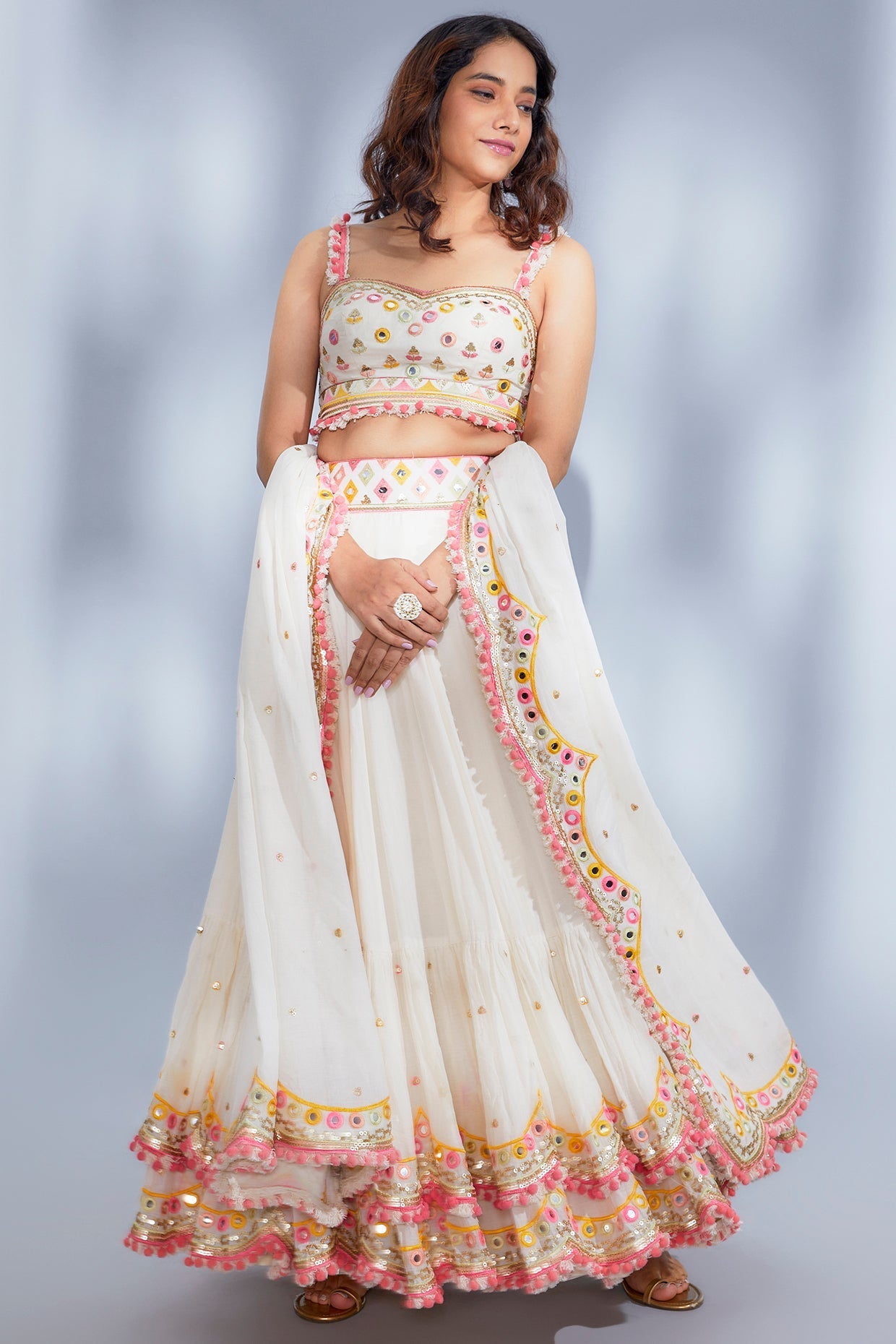 Women's Designer Ivory Vedika Lehenga Set