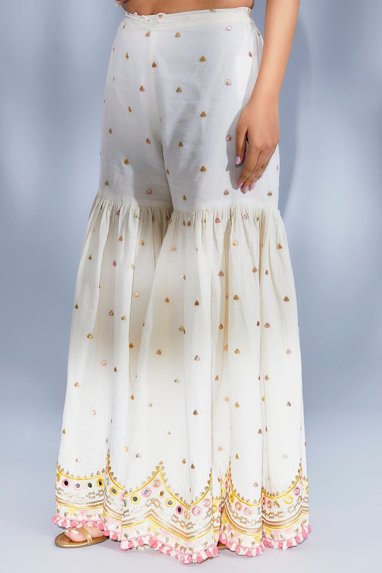 Women's Designer Ivory Athiya Sharara Set | Gopi Vaid