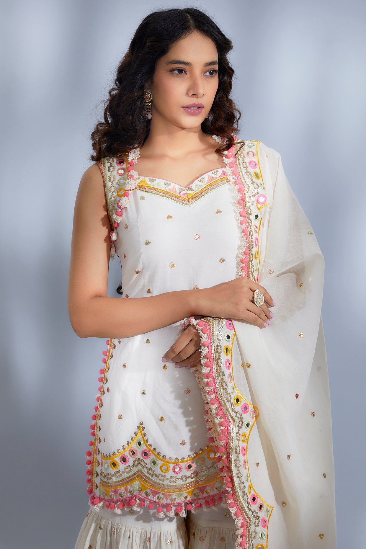 Women's Designer Ivory Athiya Sharara Set | Gopi Vaid