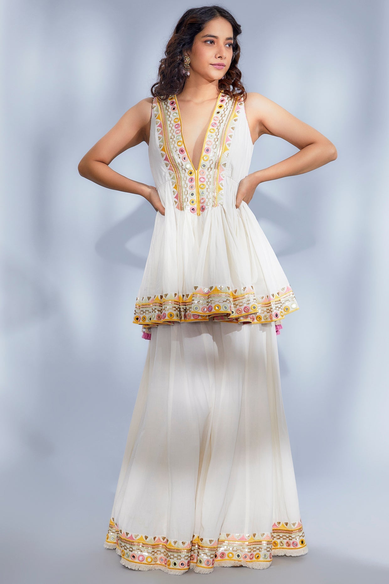 Designer Hana Sharara Set- front view