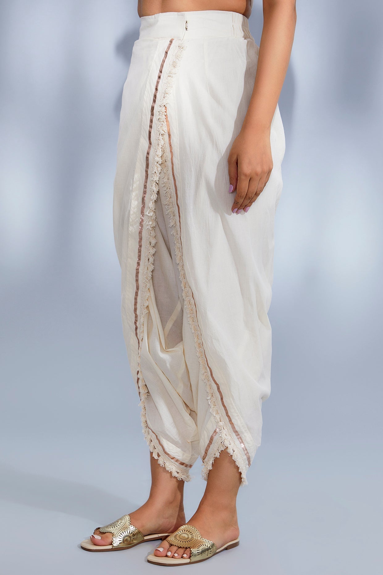 Ivory Composition Aisha Dhoti Set/ close view