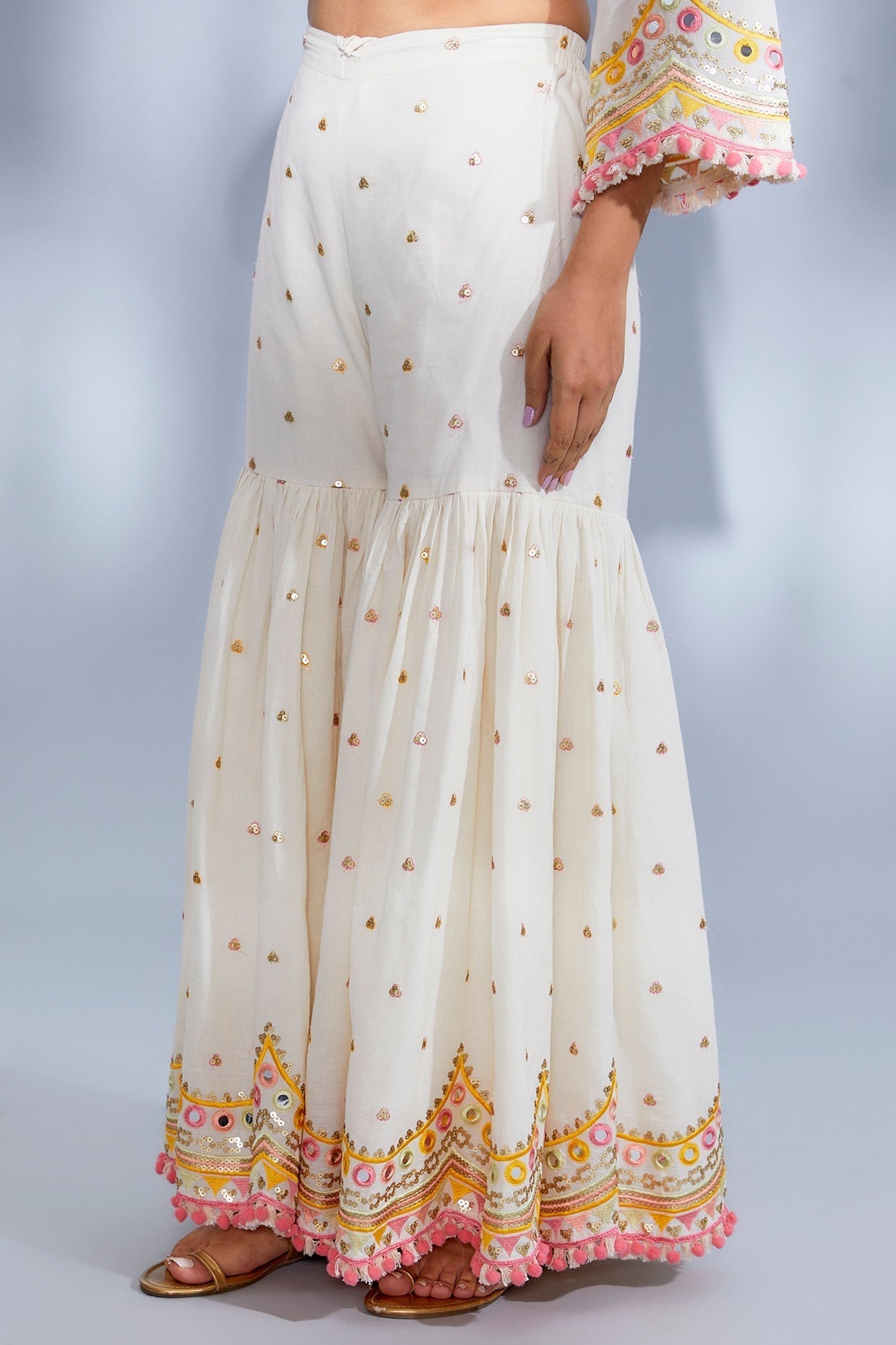 Women's Designer Ivory Bani Sharara Set | Gopi Vaid