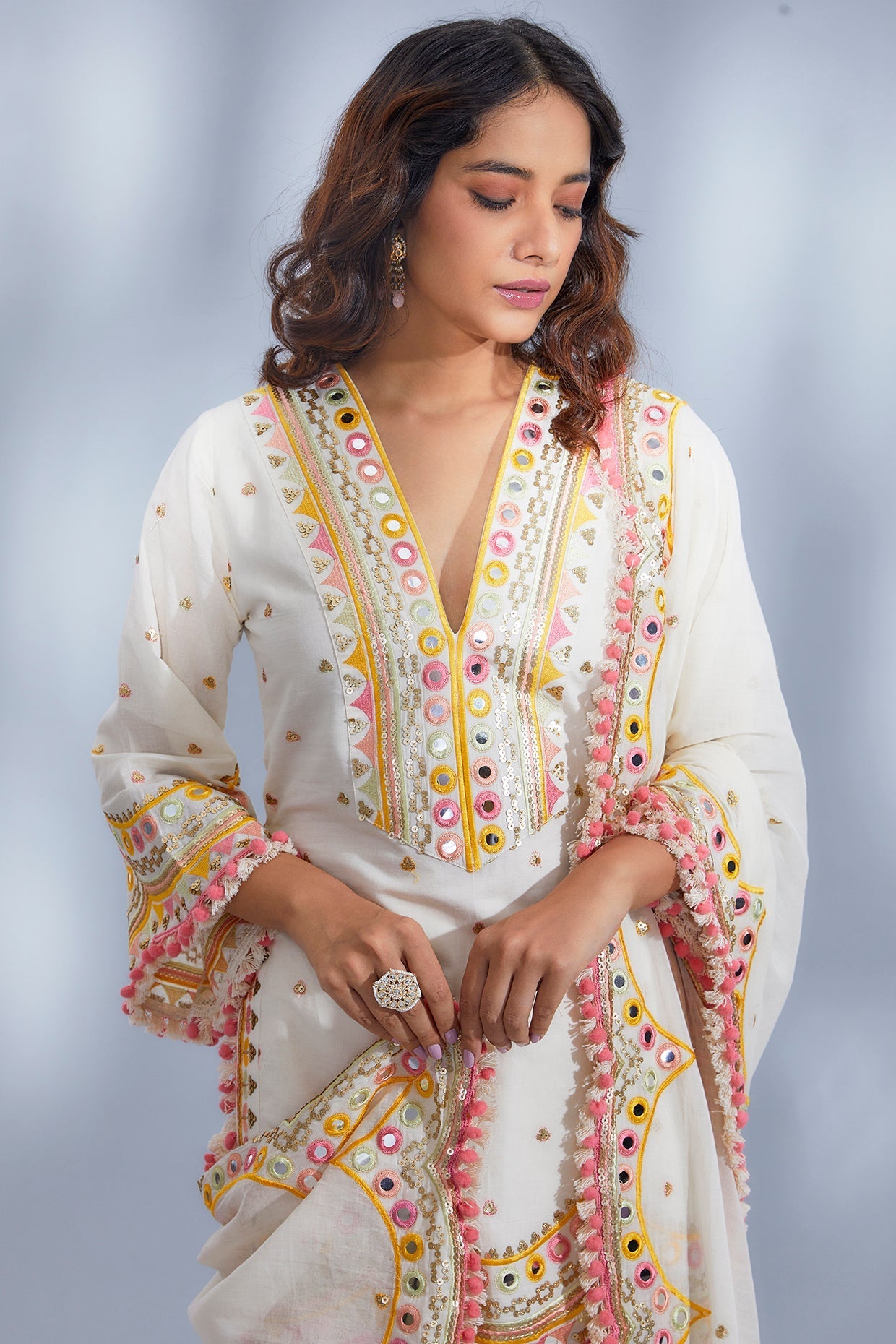 Women's Designer Ivory Bani Sharara Set | Gopi Vaid