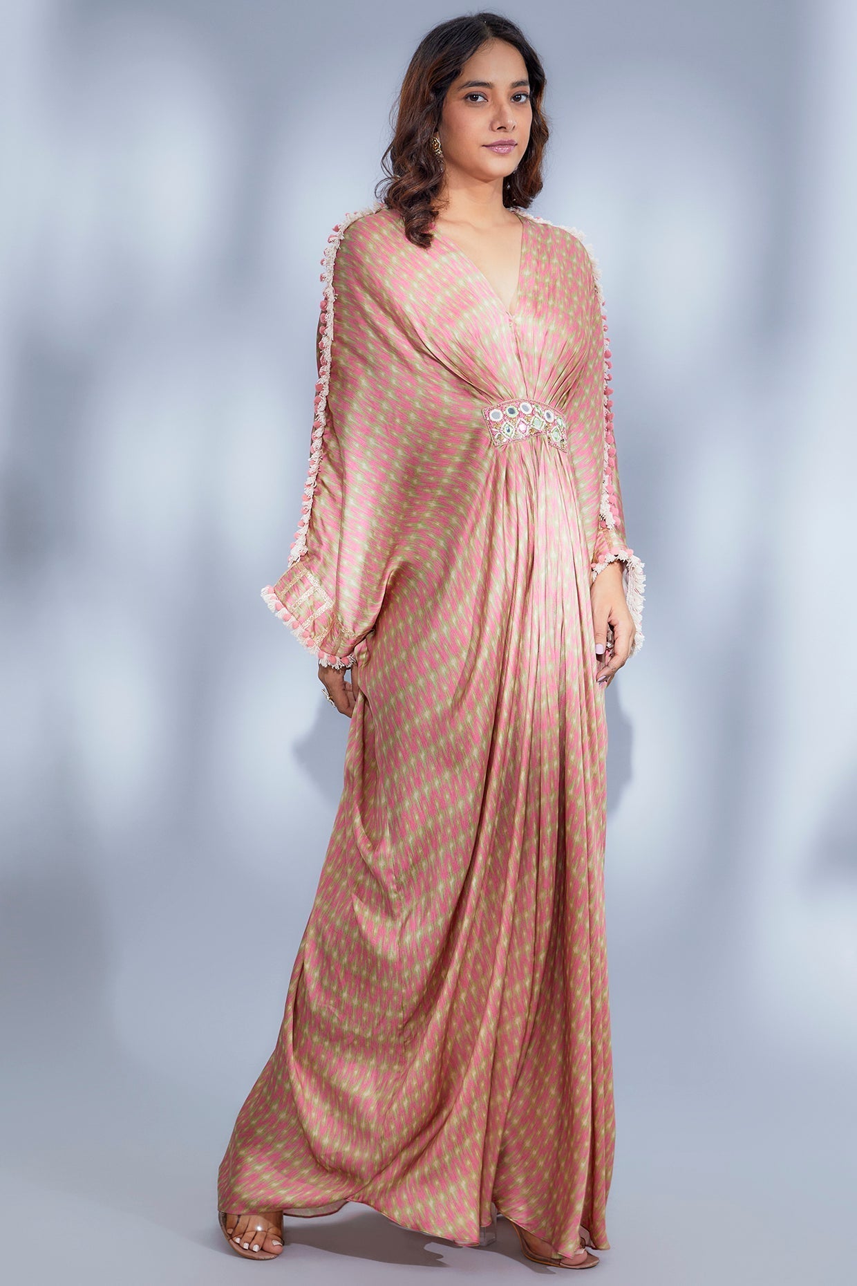 Designer Blush Pink Zeba Kaftan | Gopi Vaid