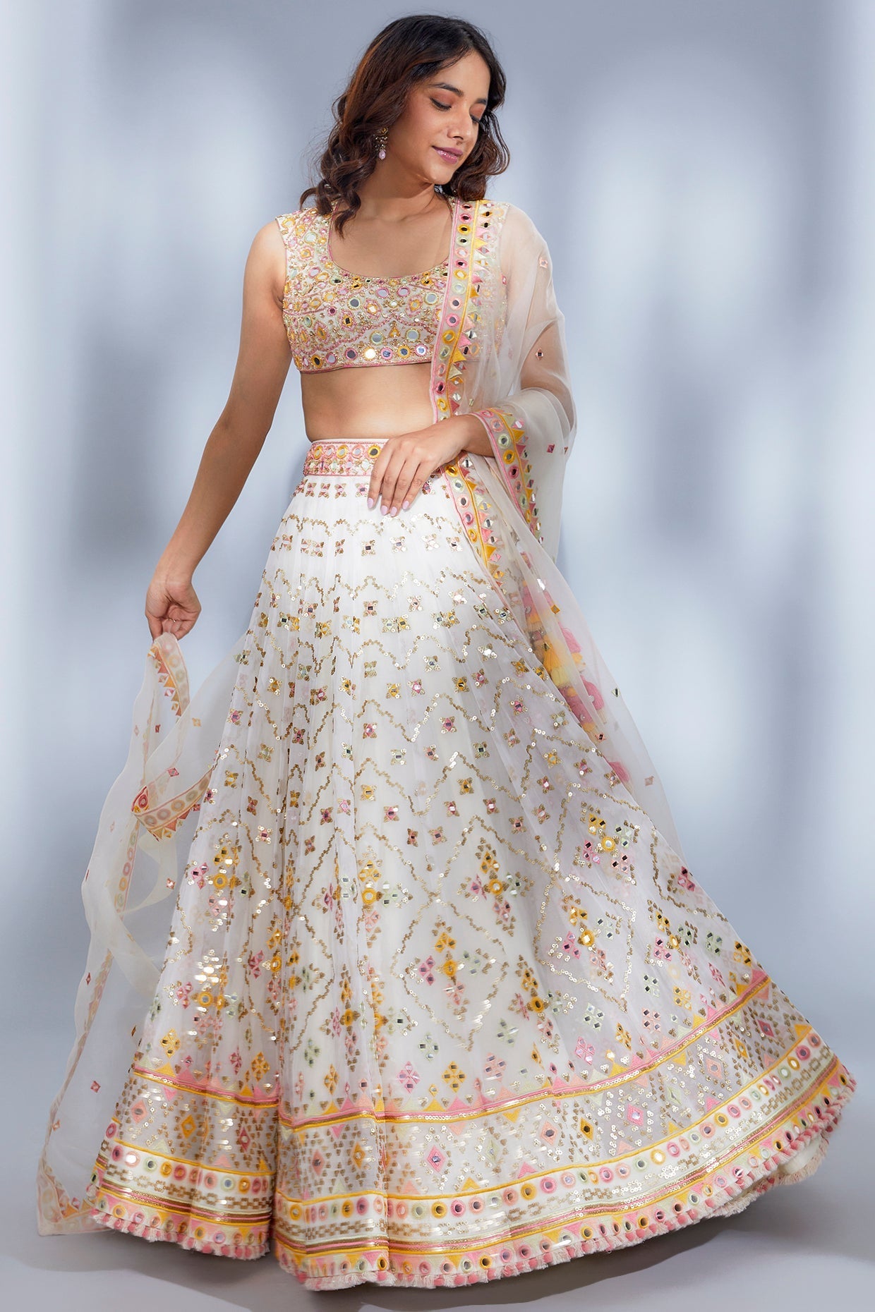 Ivory Maya Lehenga Set- front view