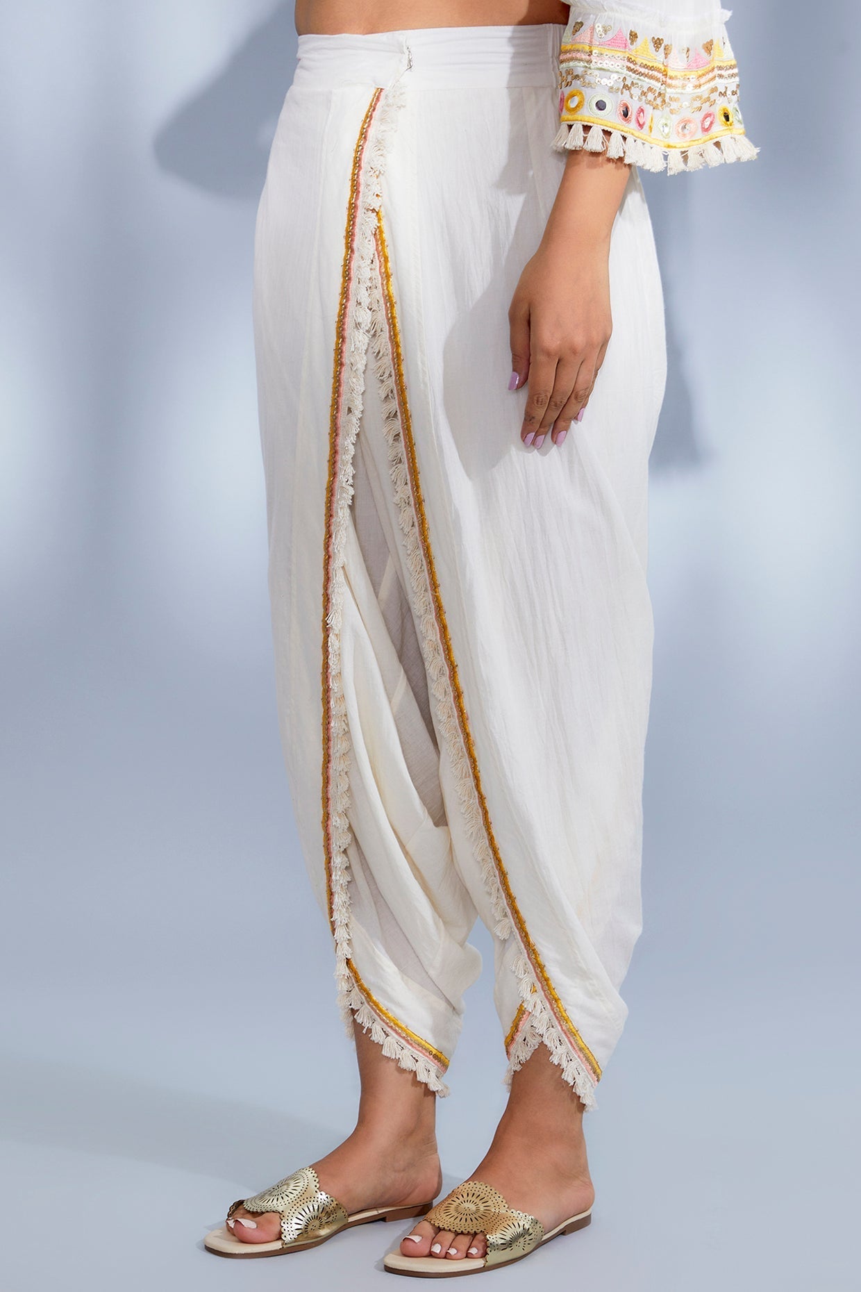 Women's Designer Ivory Yara Dhoti Set