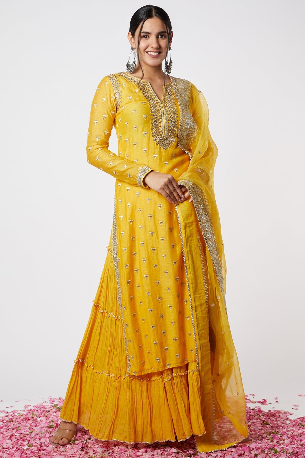 Meera Yellow Sharara Set- front view