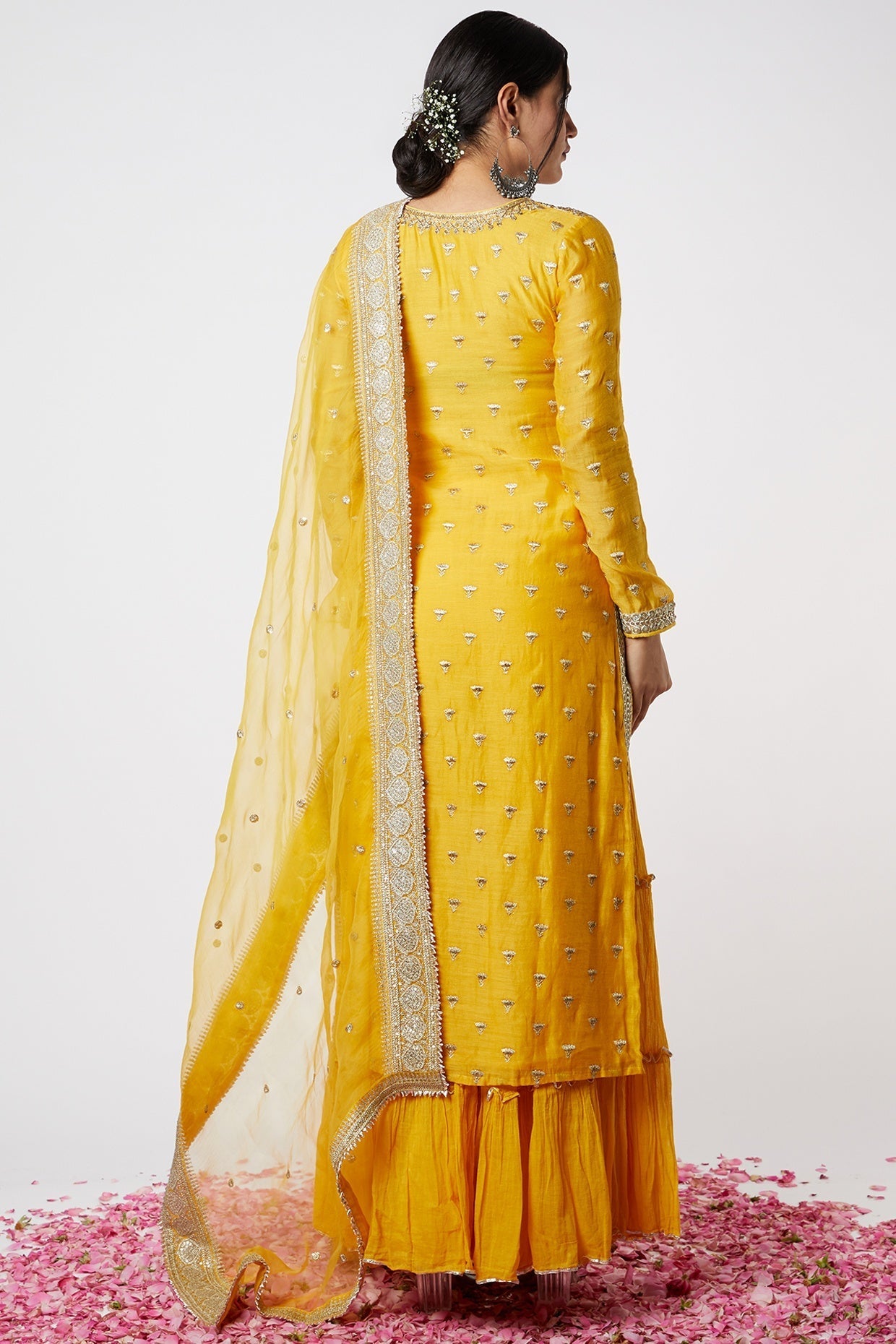 Meera Yellow Sharara Set- back view