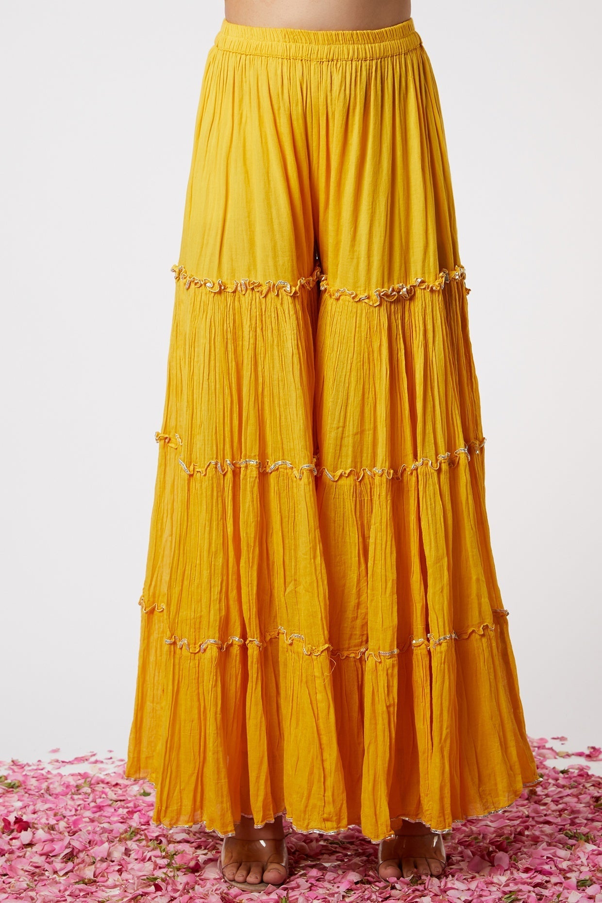 Meera Yellow Sharara Set- close view