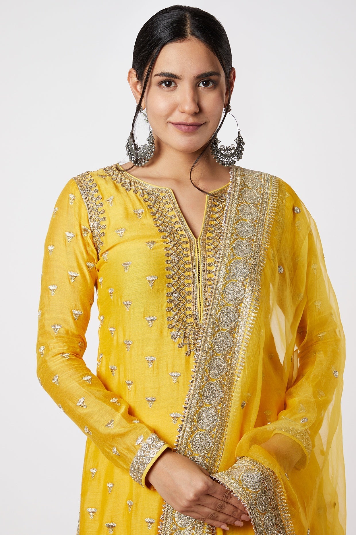 Meera Yellow Sharara Set- front view