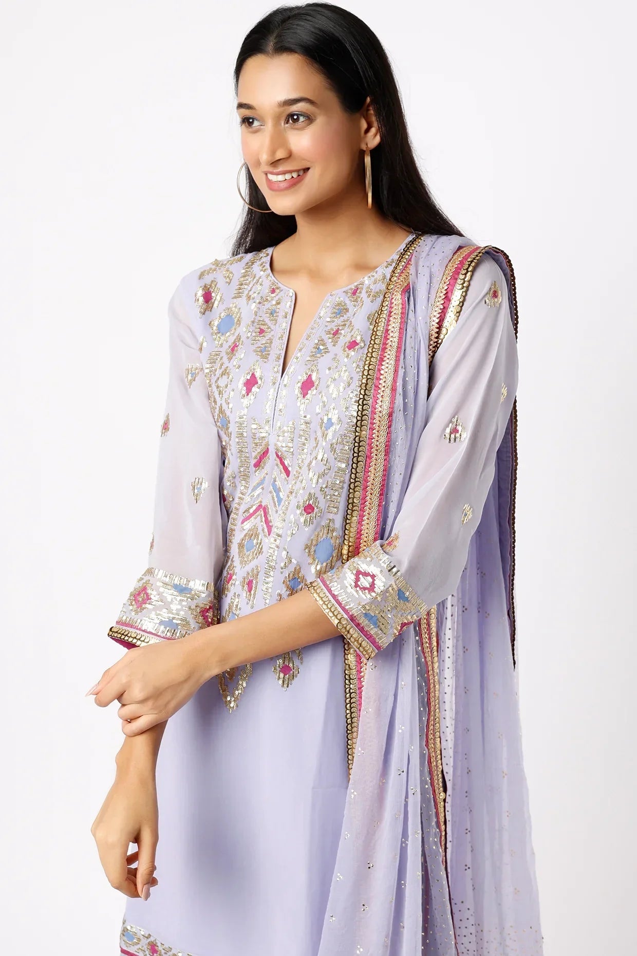 Rabia long kurta with plain sharara