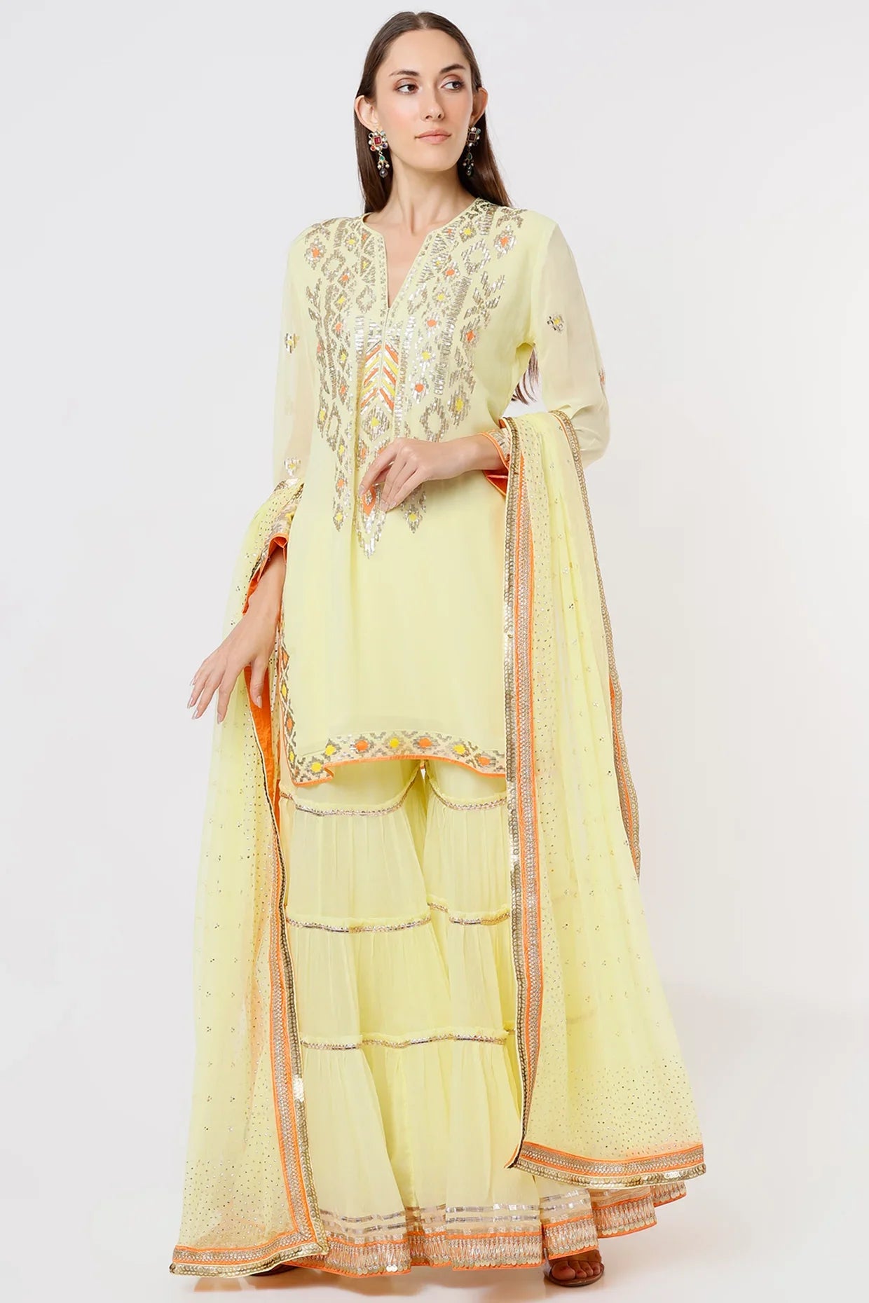 Rabia long kurta with plain sharara