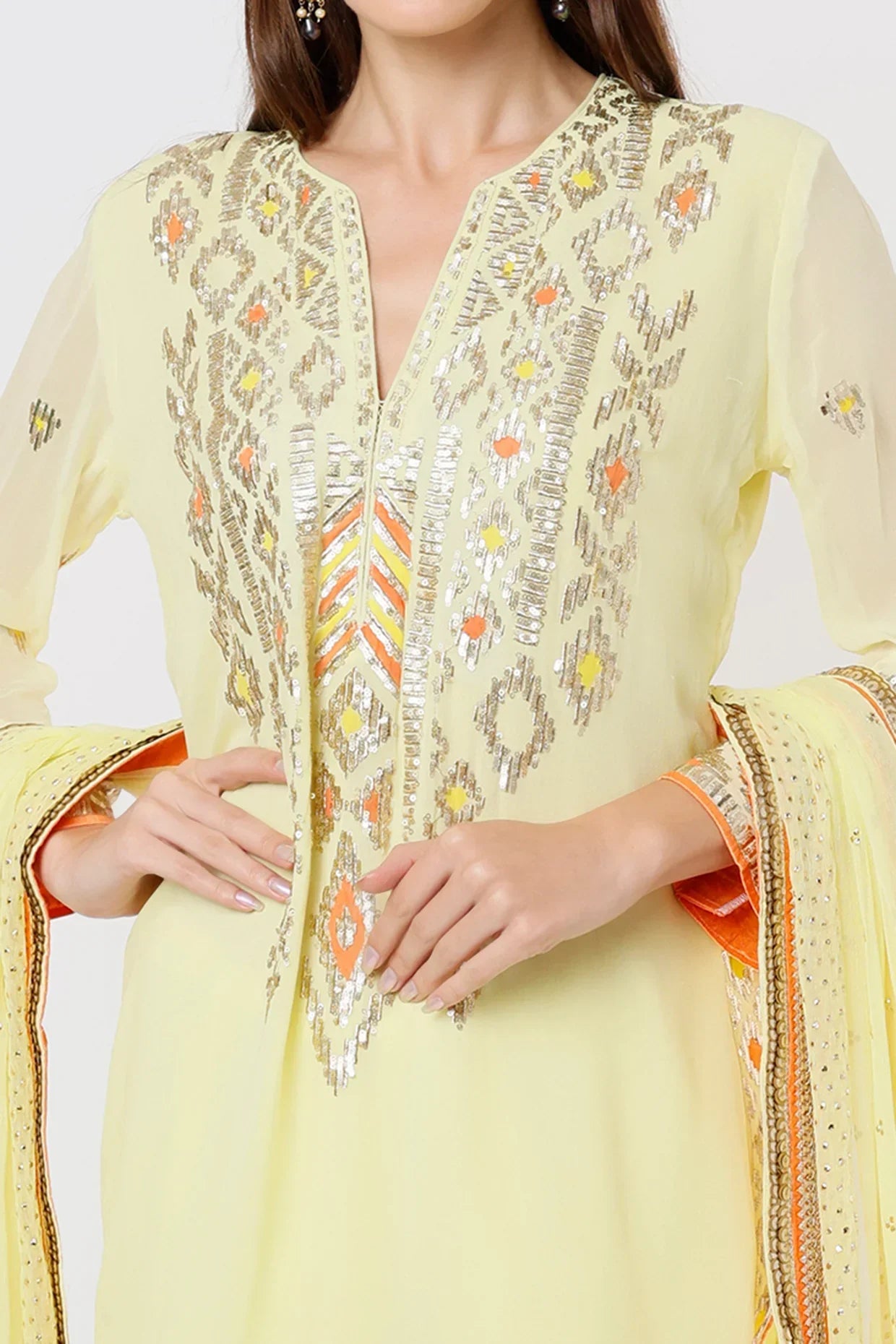 Rabia long kurta with plain sharara