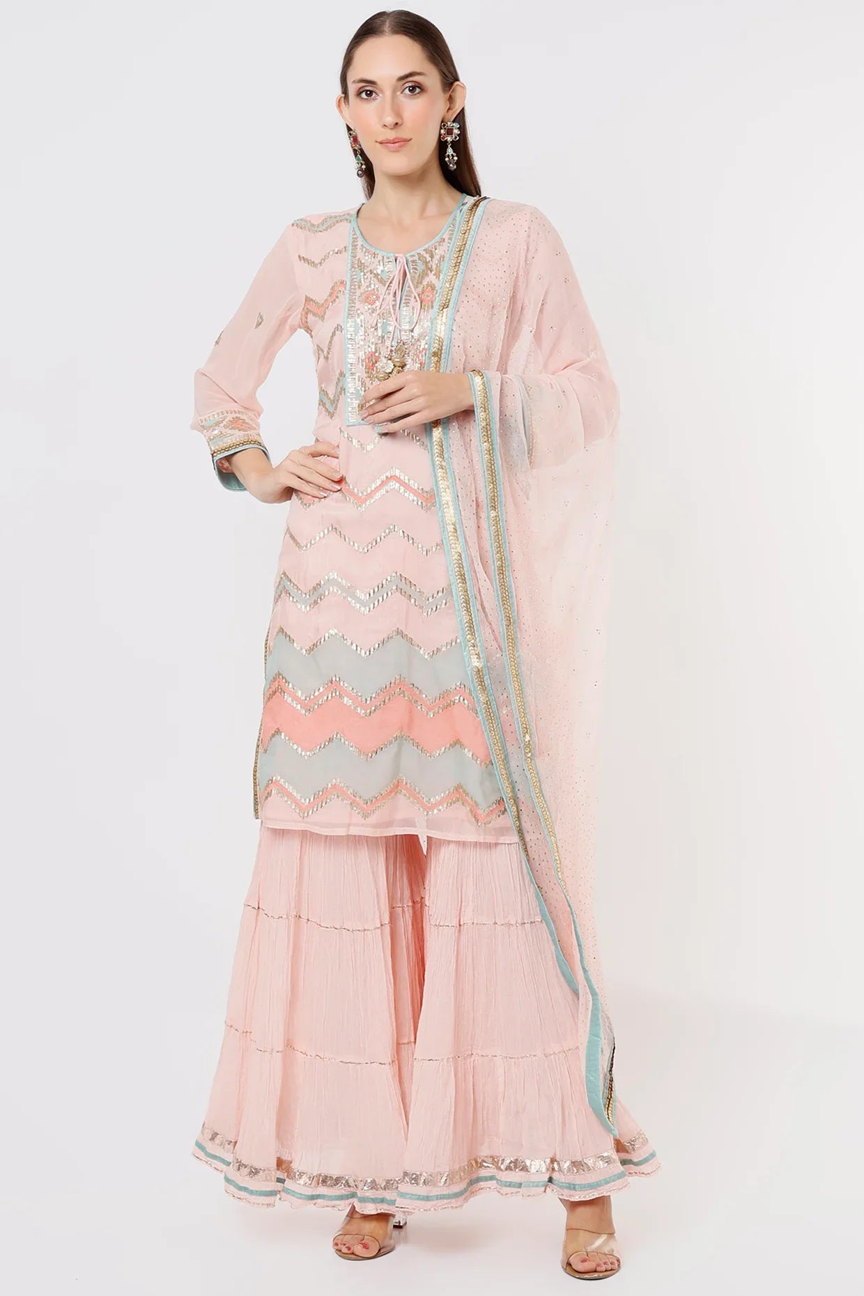 Nisrin Zig-Zag Kurta With Sharara