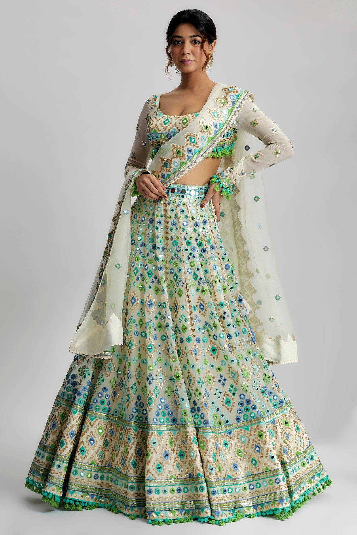 Ivory Alani Lehenga Set/ front view