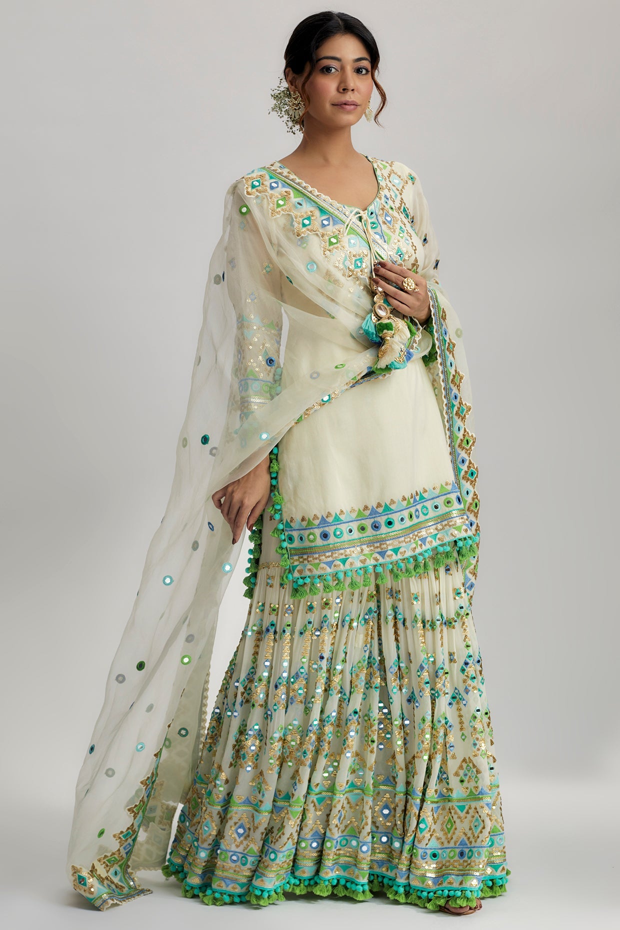 Friya Short Kurta Sharara Set- front view