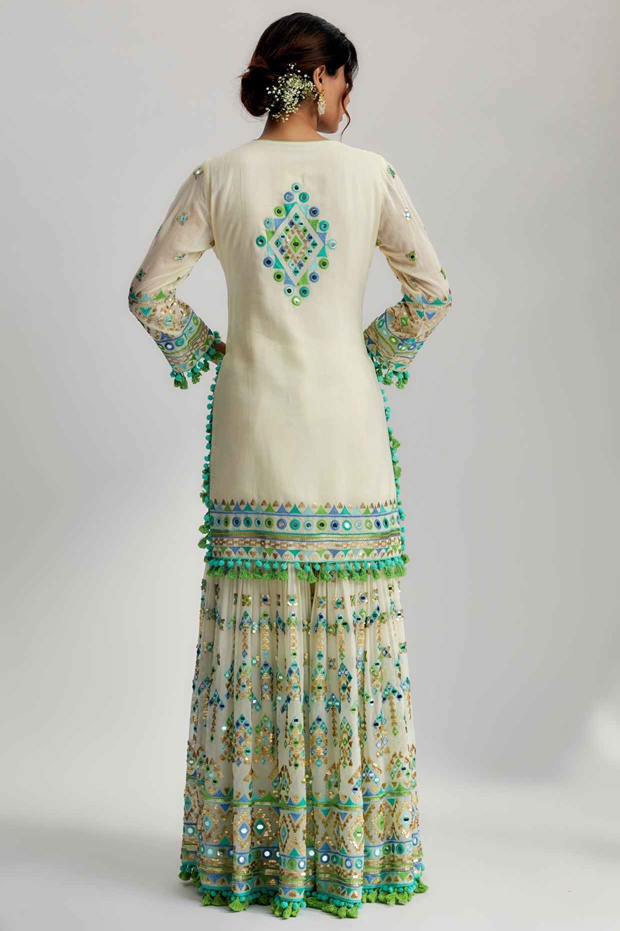 Friya Short Kurta Sharara Set- back view