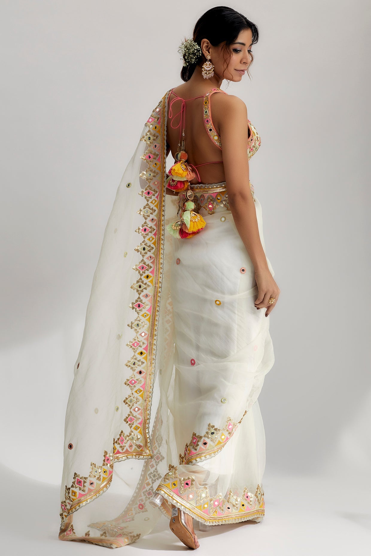 Multi Colour Maahi Saree Set- back view