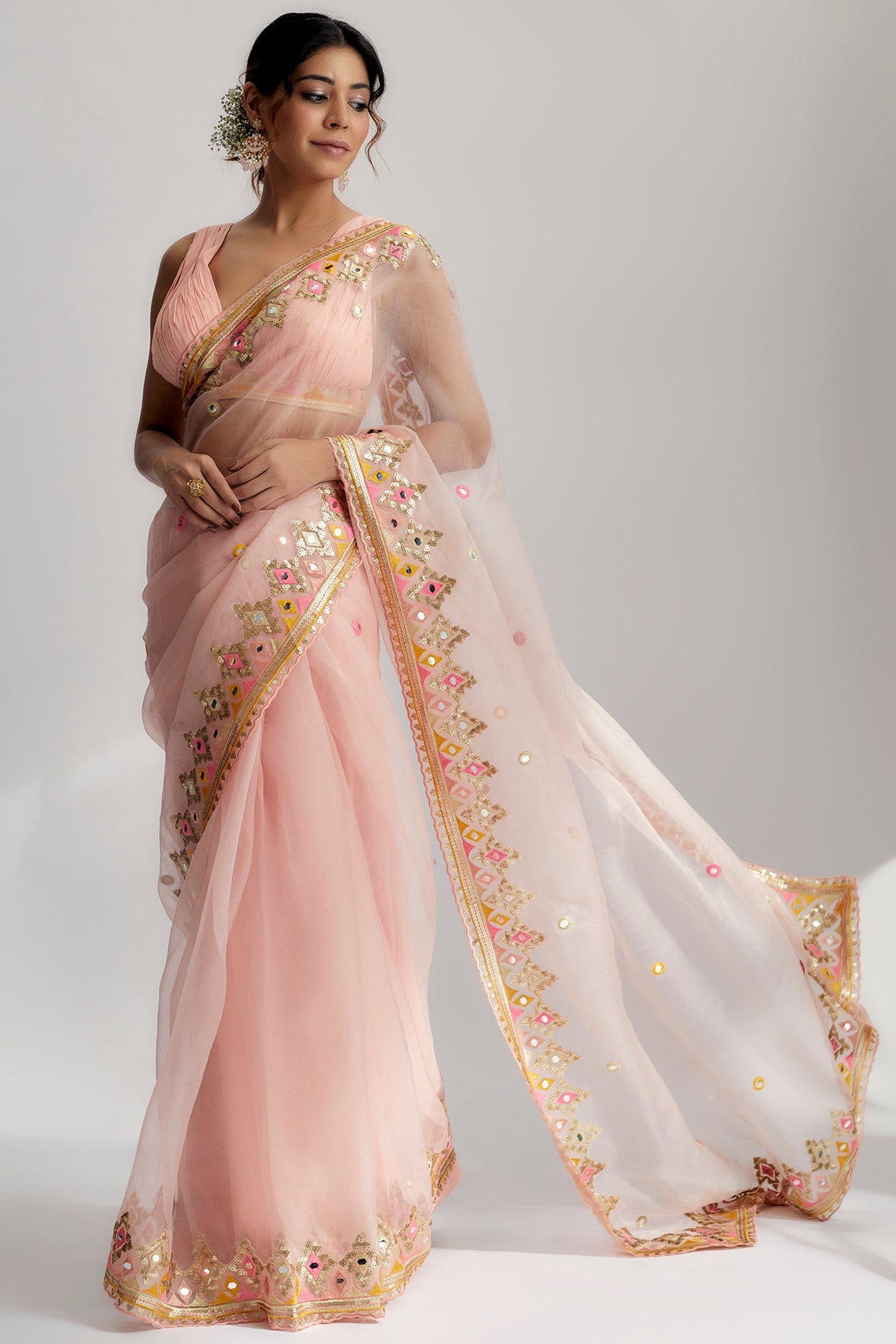 Women's Designer Pink Ayana Saree Set | Gopi Vaid