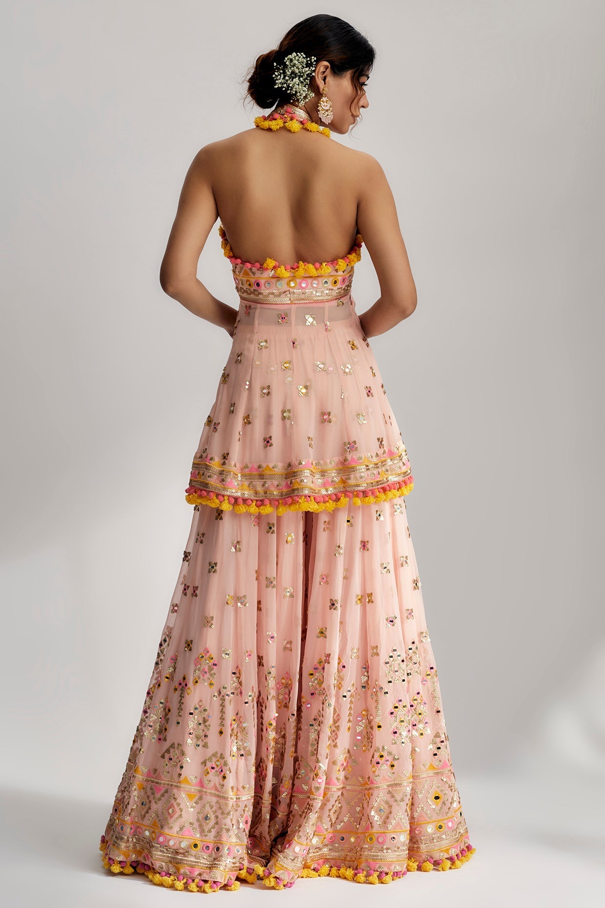 Designer Ishana Sharara Set- back view