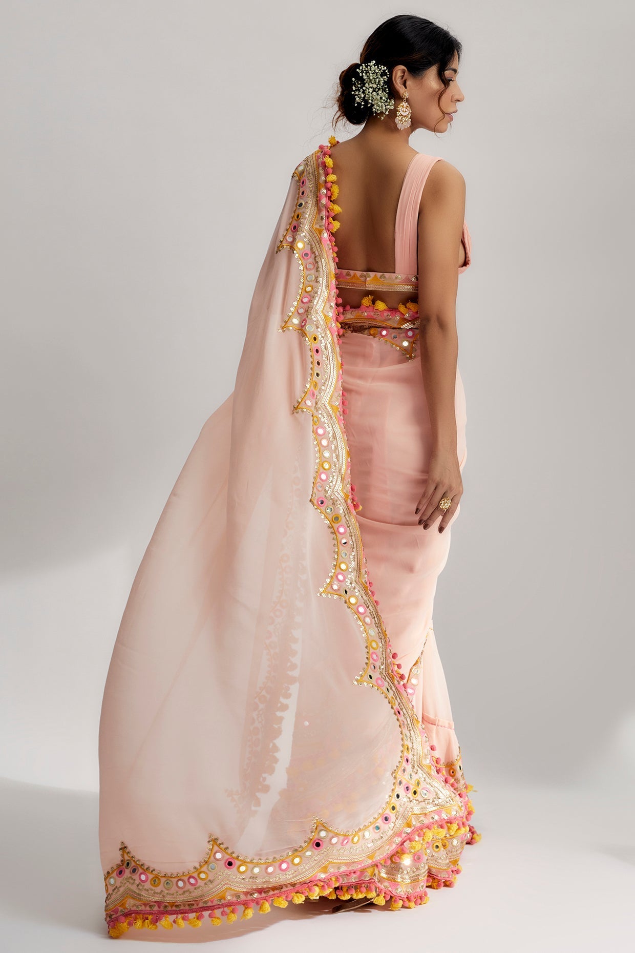 Pink Deehar Saree- back view