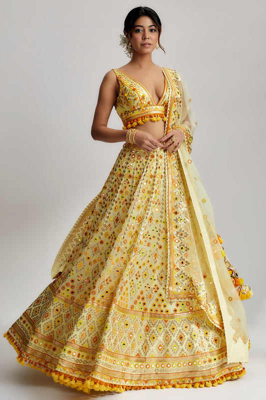 Yellow Esha Lehenga Set- front view