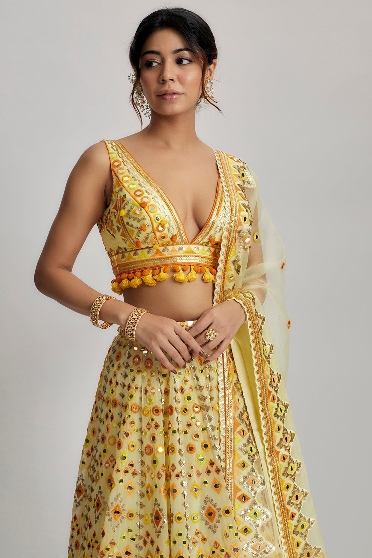 Yellow Esha Lehenga Set- front view