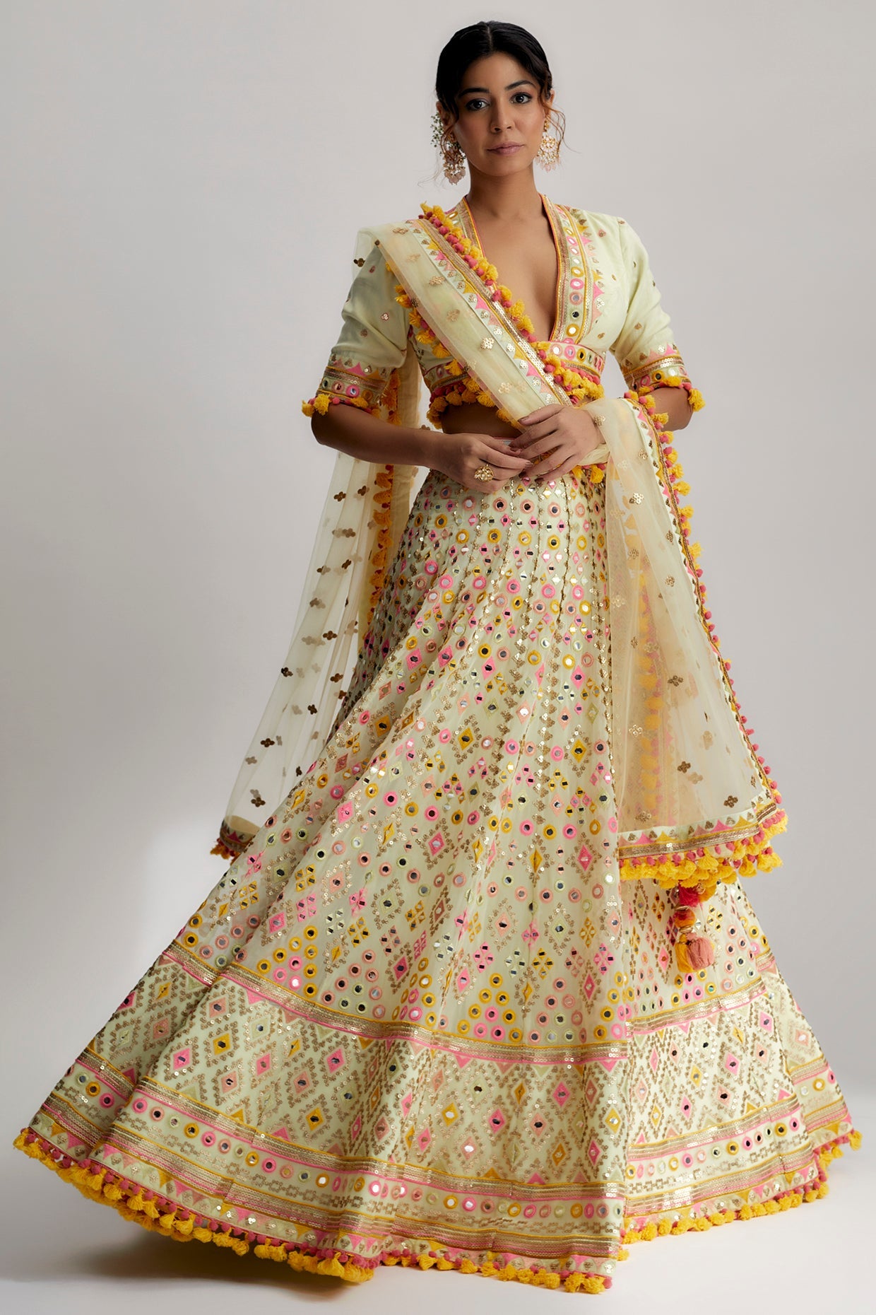 Designer Aneha Mela Mint Lehenga Set  Frontview