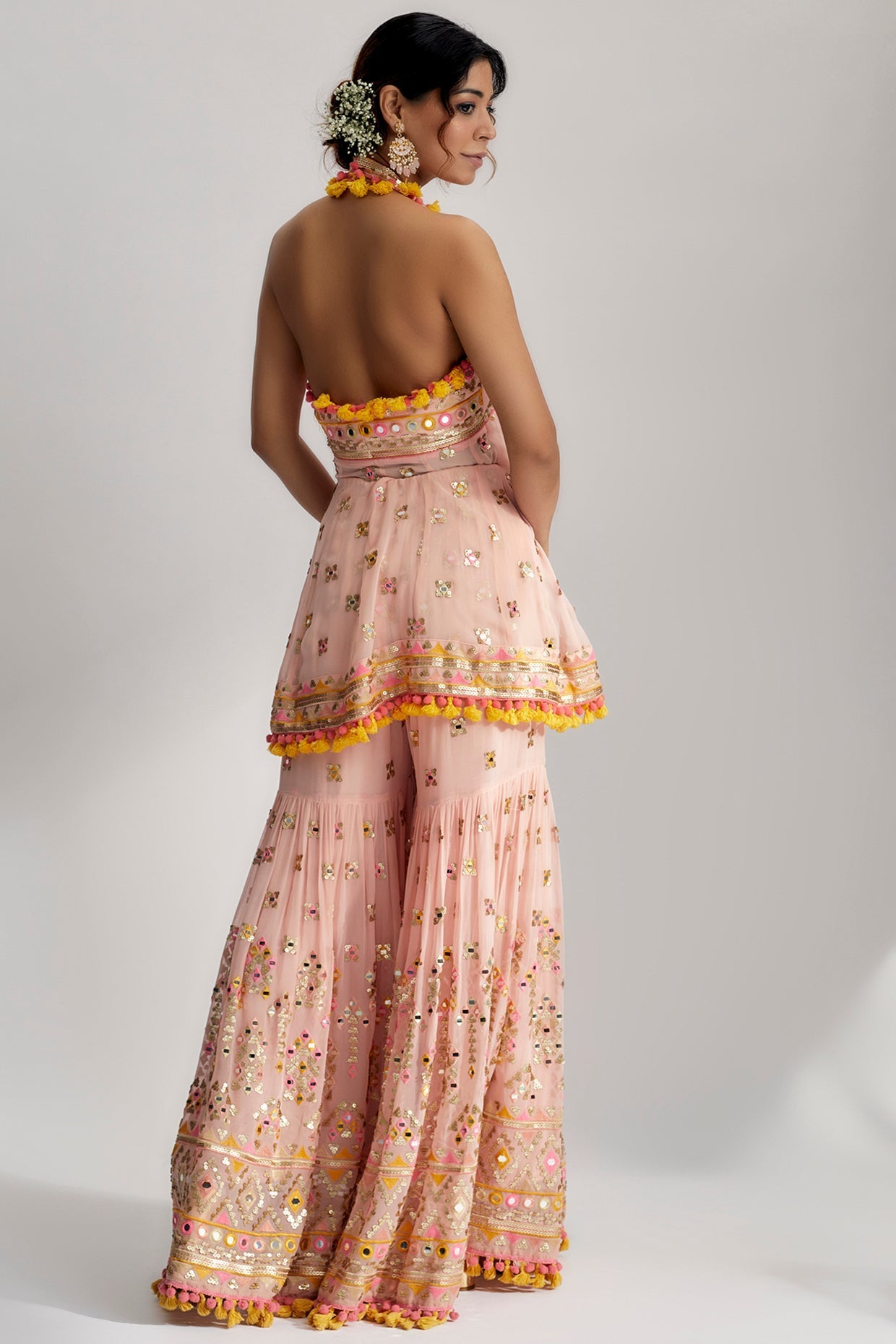 Designer Ishana Sharara Set- back view