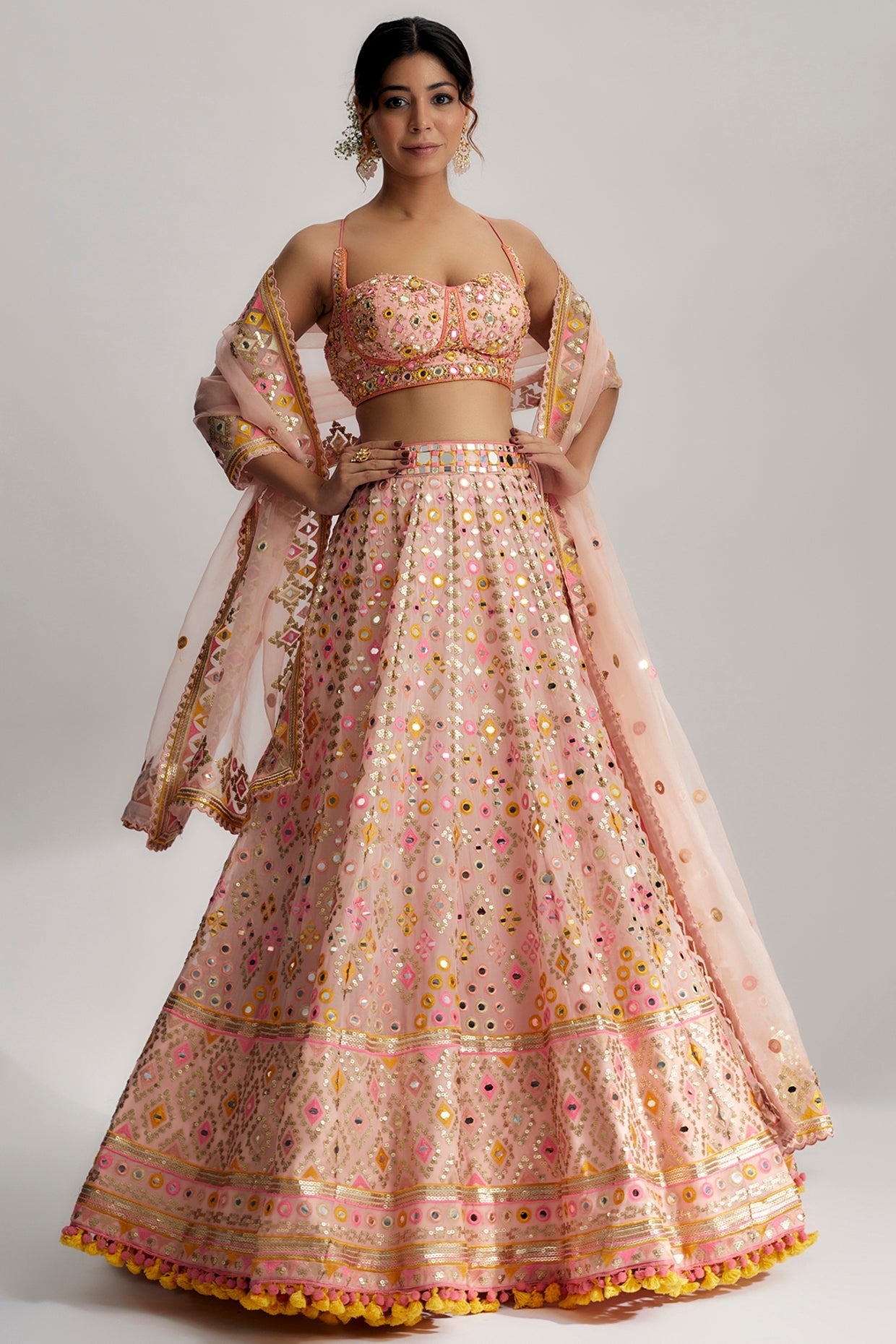 Pink Delnaz Lehenga Set- front view