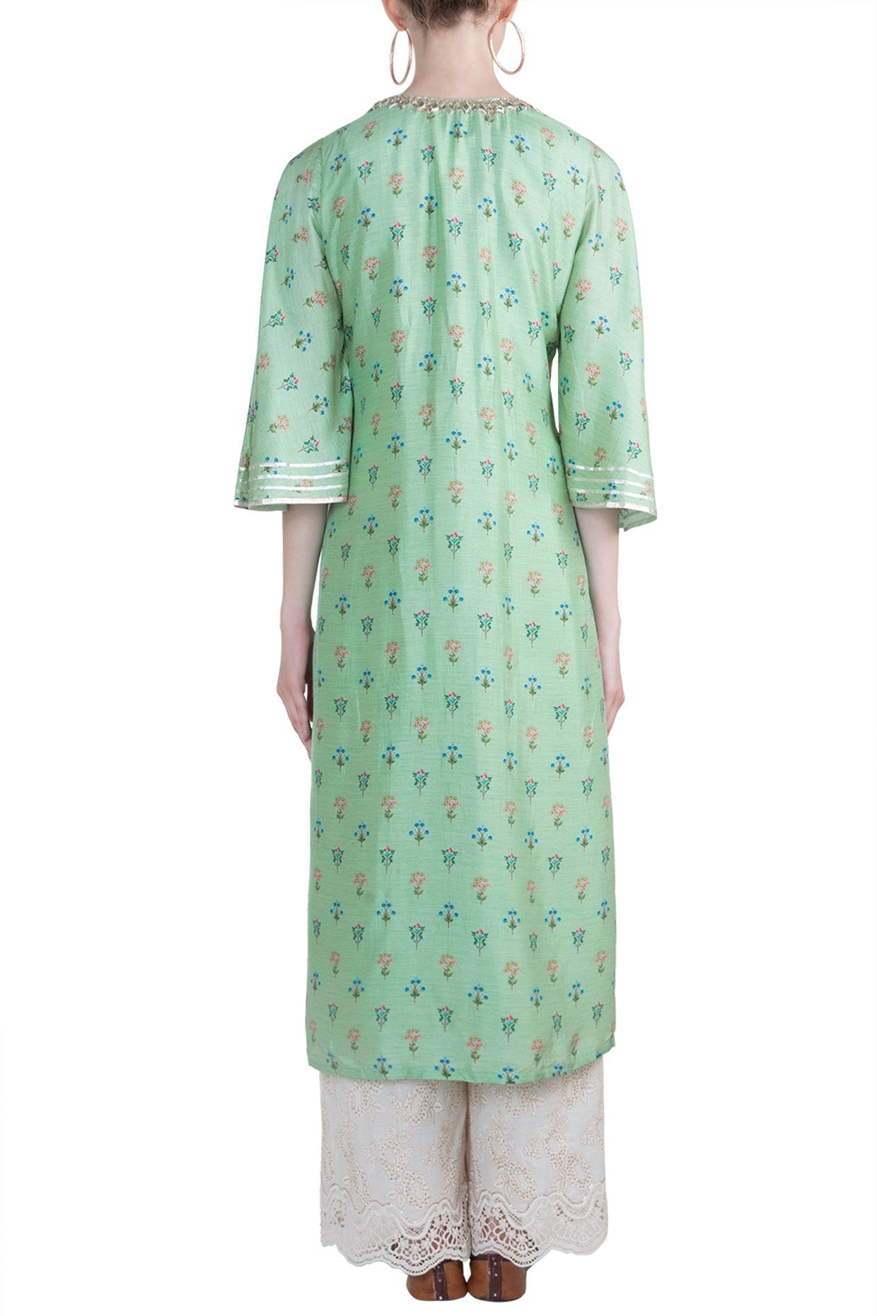 Mint Green Mogra Tunic Set- back view