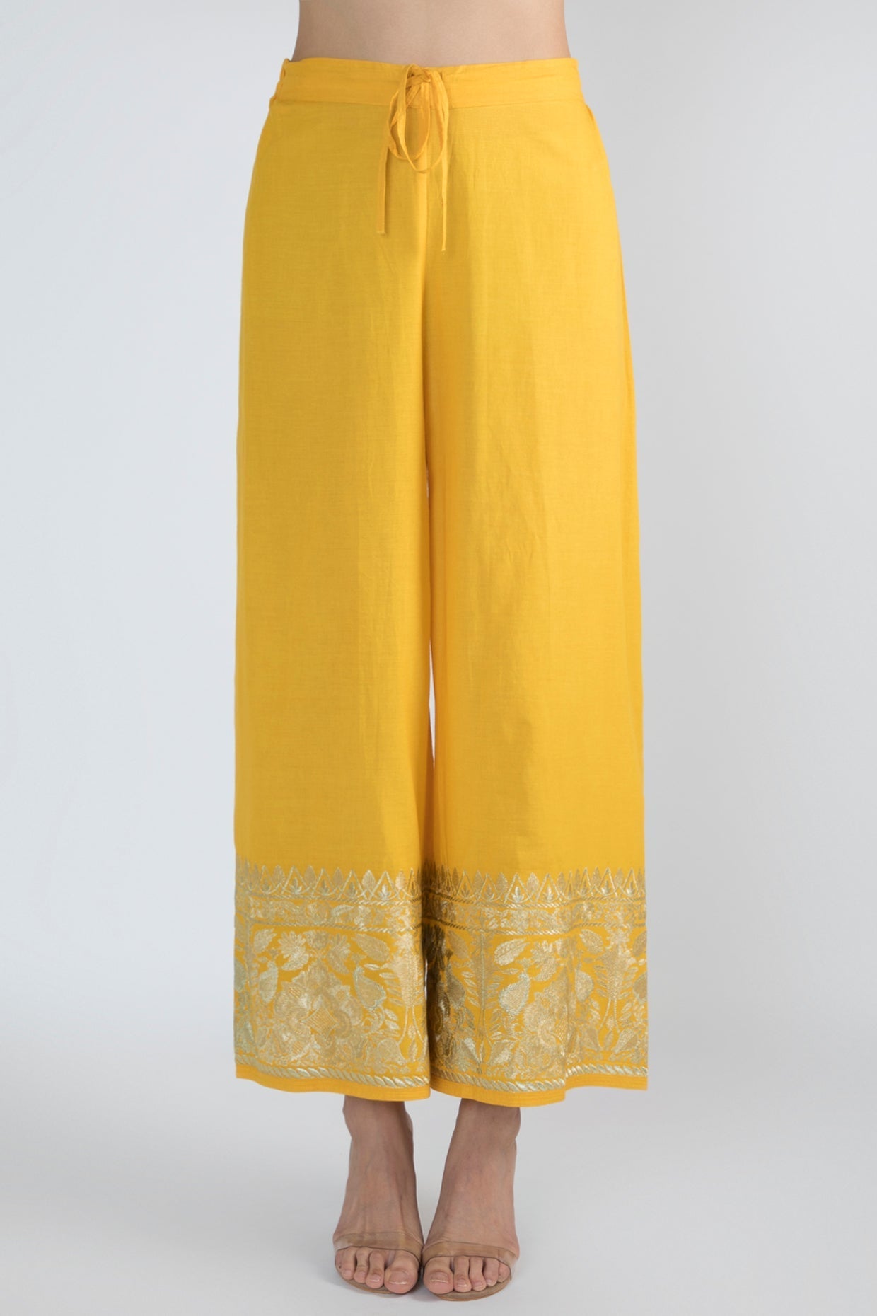 Meera Yellow Jacket Palazzo Set- close view