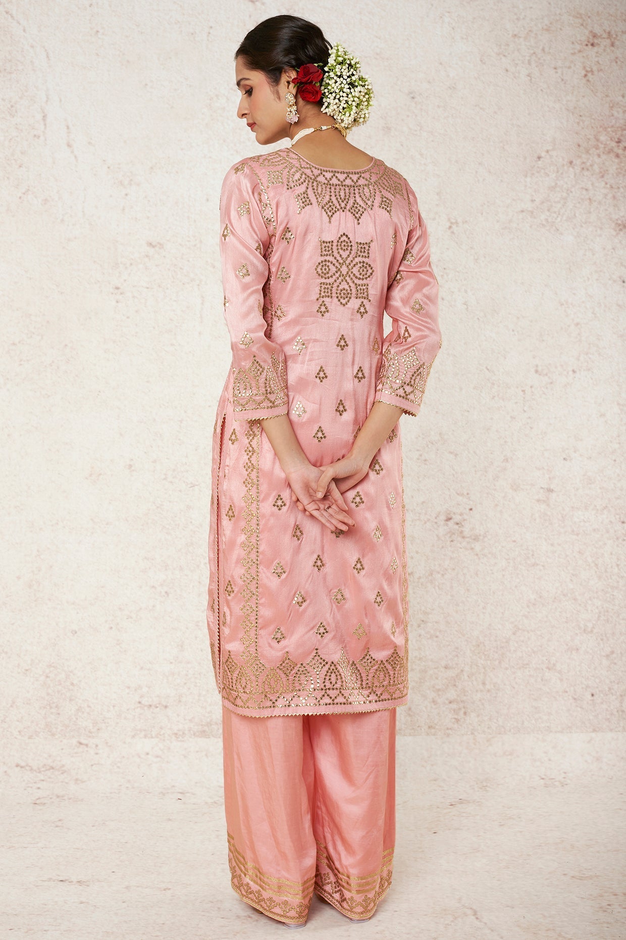 Designer Women's Amaya Pink Palazzo Set | Gopi Vaid