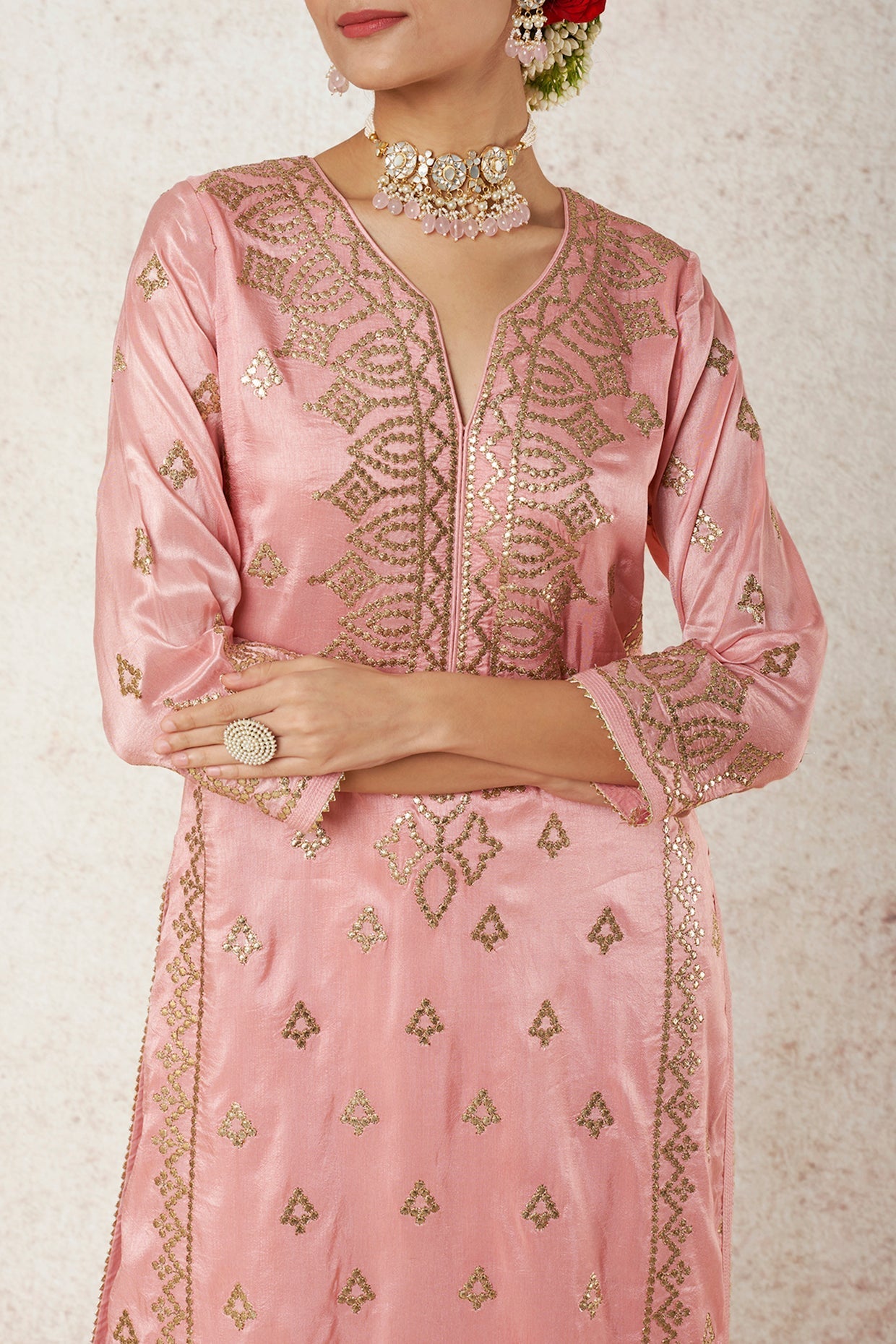 Designer Women's Amaya Pink Palazzo Set | Gopi Vaid